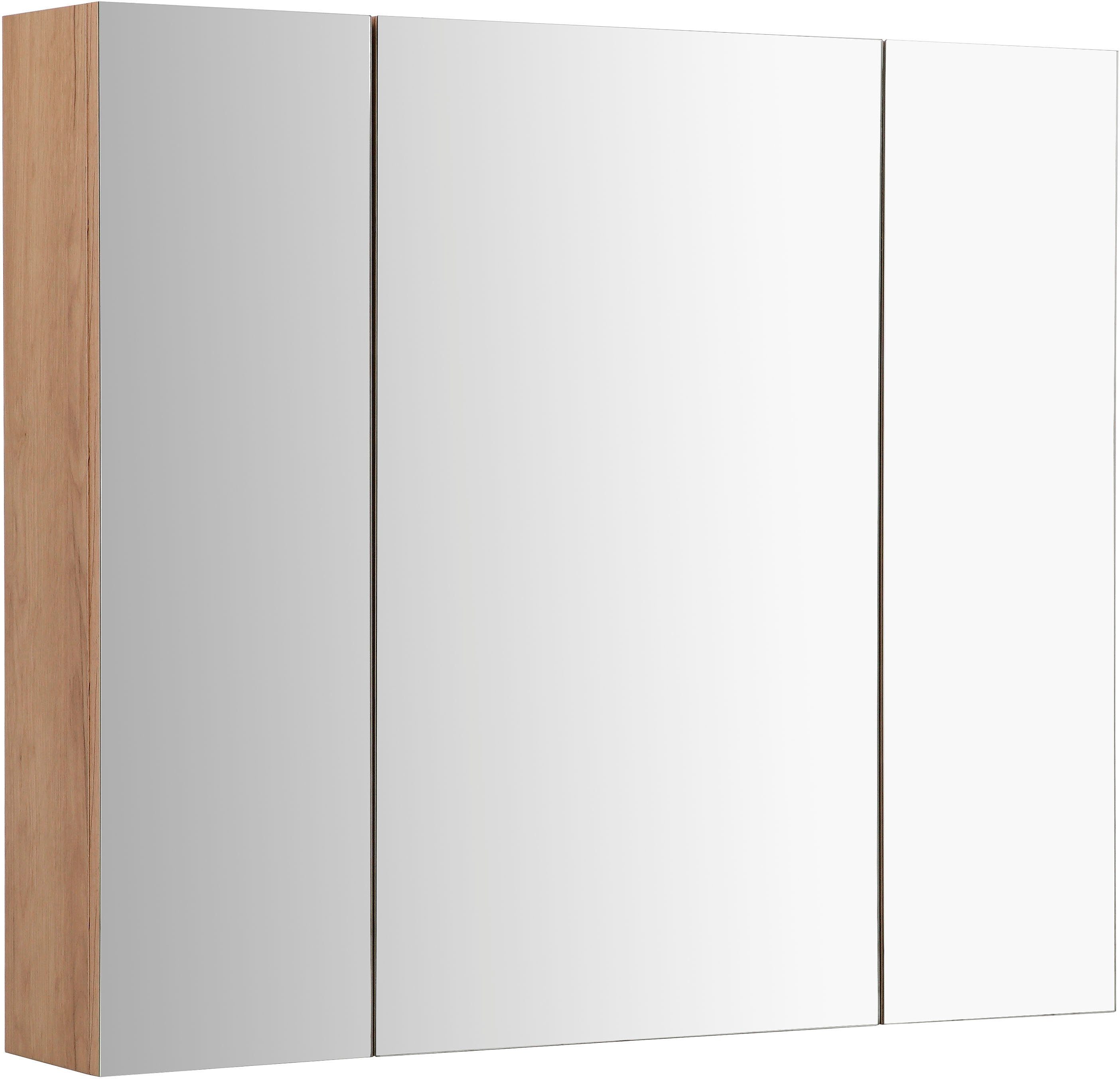 Badschrank WC andas mit Badezimmerspiegelschrank 3 Wandspiegel Spiegel ohne 80cm Türen Lund Spiegel LED Spiegelschrank Breite Badezimmerspiegel Bad