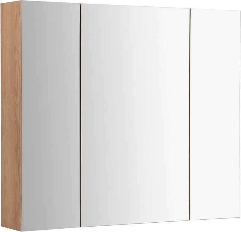 andas Spiegelschrank Lund Bad Spiegel WC Wandspiegel Badezimmerspiegel ohne LED Badschrank Badezimmerspiegelschrank Spiegel Breite 80cm mit 3 Türen