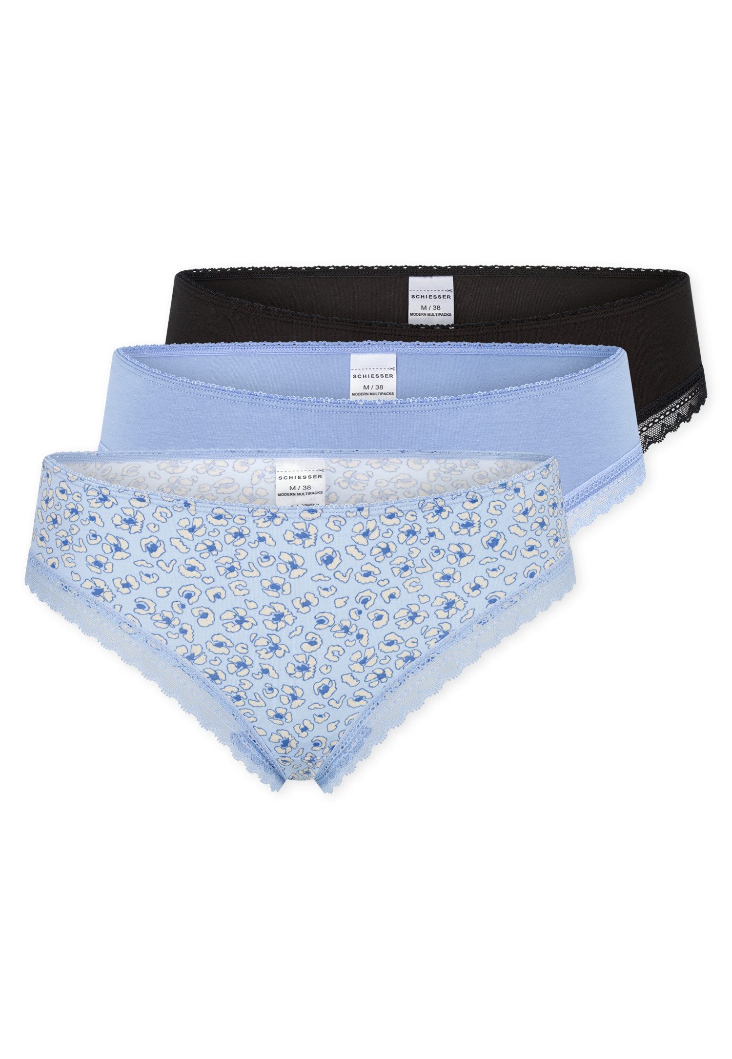 Schiesser String Modern Multipacks (3er Pack) Spitzenbänder, Baumwollmischung, Single Jersey