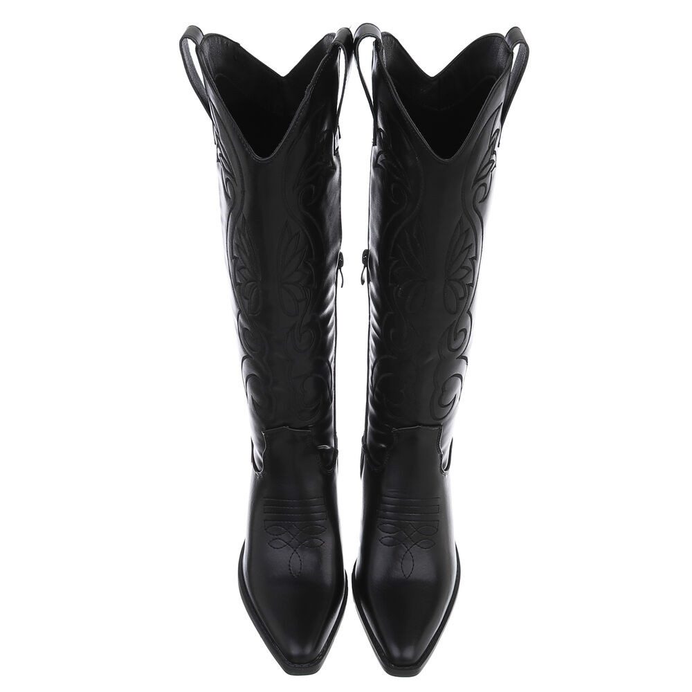Ital-Design Damen Cowboyboots Western Westernstiefel (88812554) Blockabsatz Stiefel in Schwarz