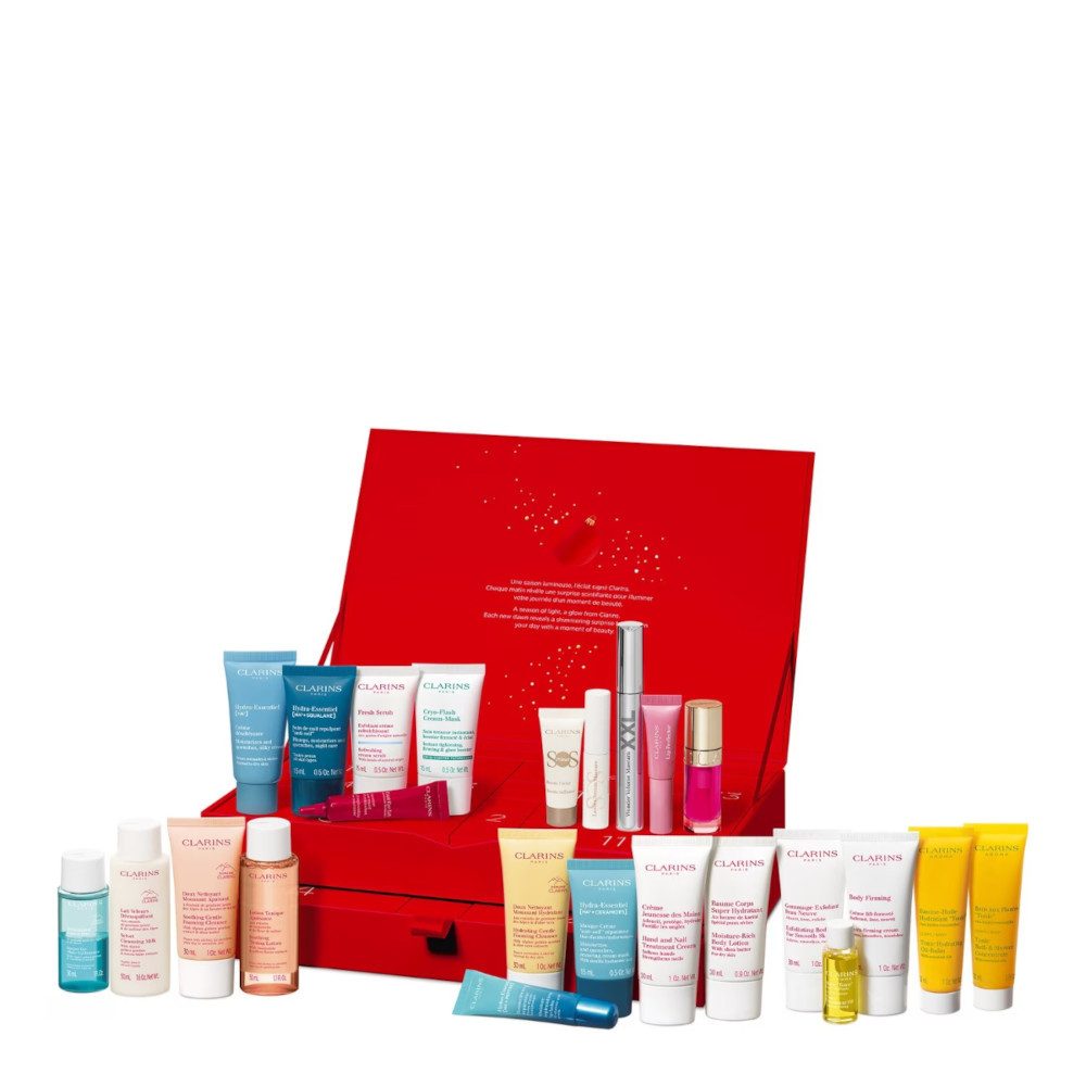 Clarins Adventskalender Clarins Adventskalender 2025 – 24 luxuriöse Pflege- & Beautyprodukte (24-tlg), Luxuriöser Adventskalender mit Clarins Klassikern & Neuheiten