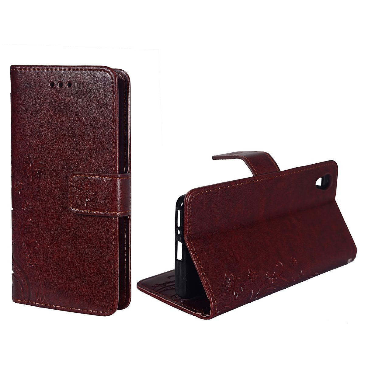 König Design Handyhülle Sony Xperia X, Sony Xperia X Handyhülle Bookcover Braun