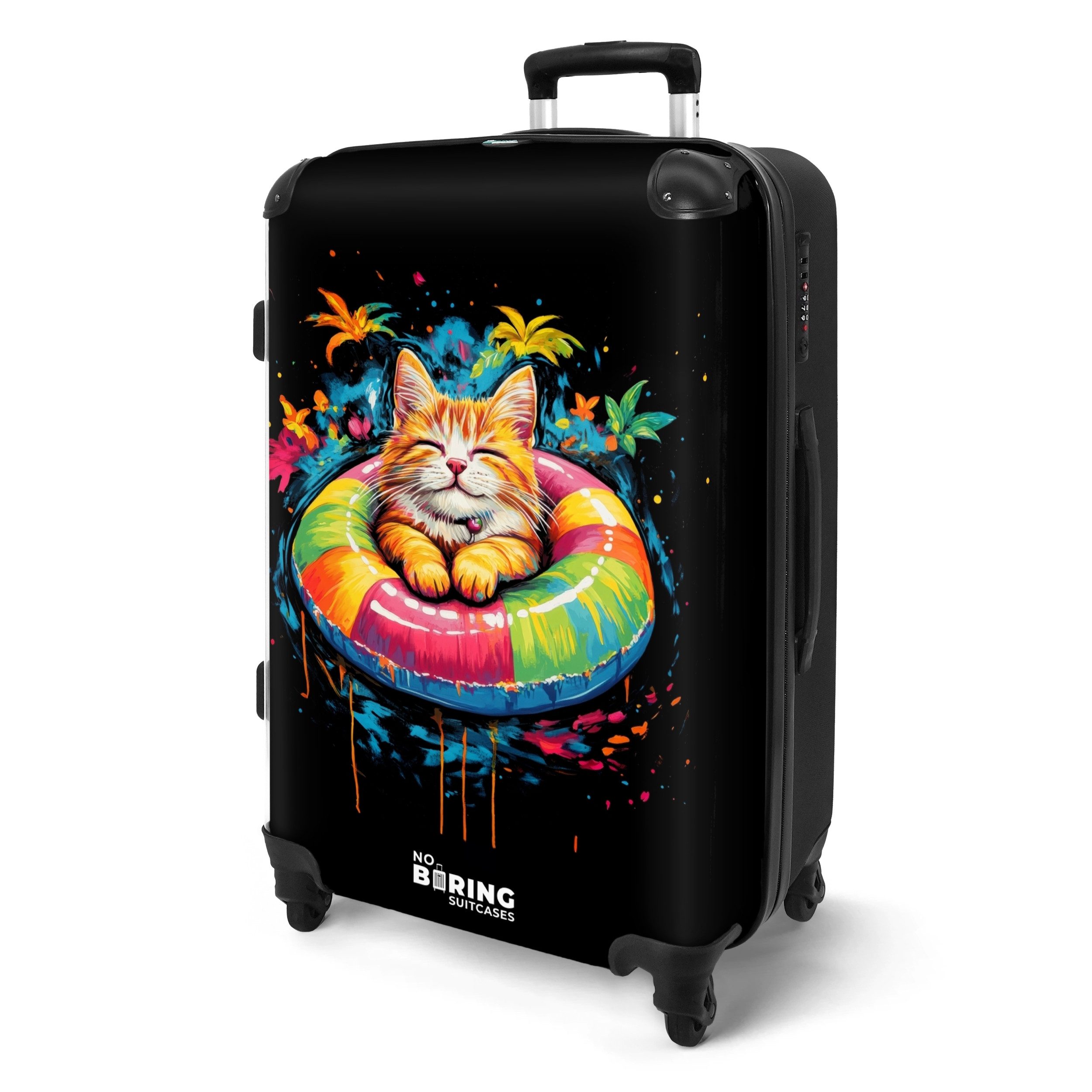 NoBoringSuitcases.com© Hartschalen-Trolley Sommerkatze mit buntem Schwimmba günstig online kaufen