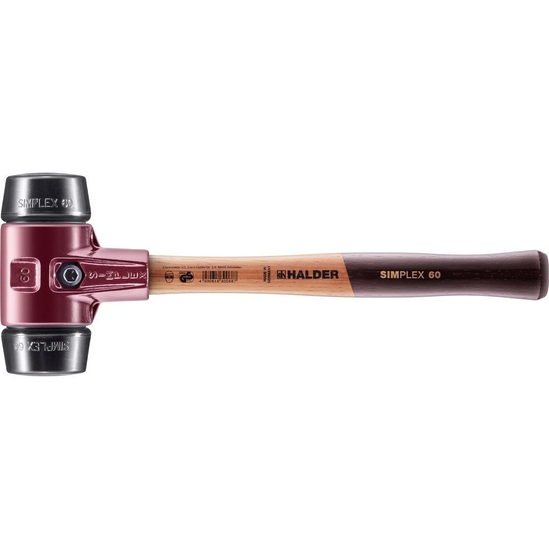 Gummihammer HALDER SIMPLEX Schonhammer Ø 60 mm Gummi schwarz mit Tempergussgehäuse