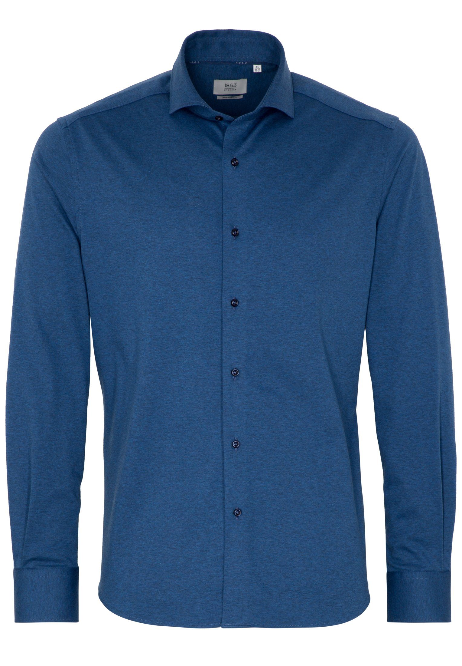 FIT blau Eterna MODERN Langarmhemd