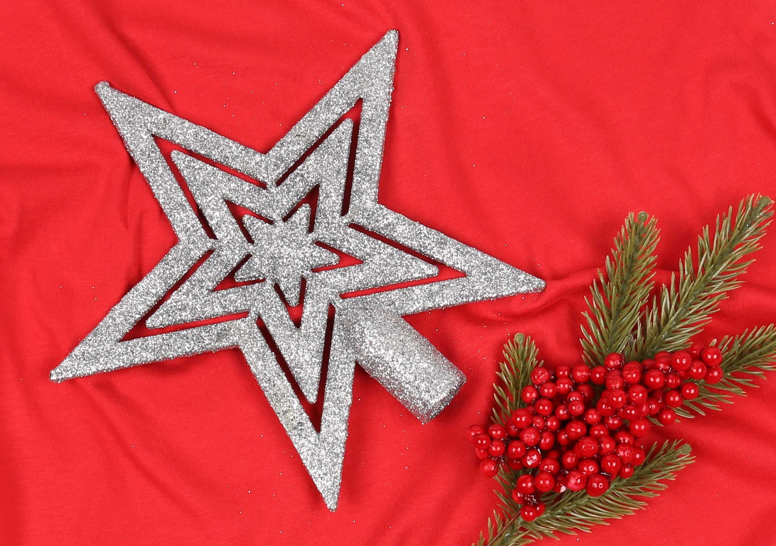 Sarcia.eu Christbaumspitze Silberner Christbaumstern, glänzende Spitze 20 cm