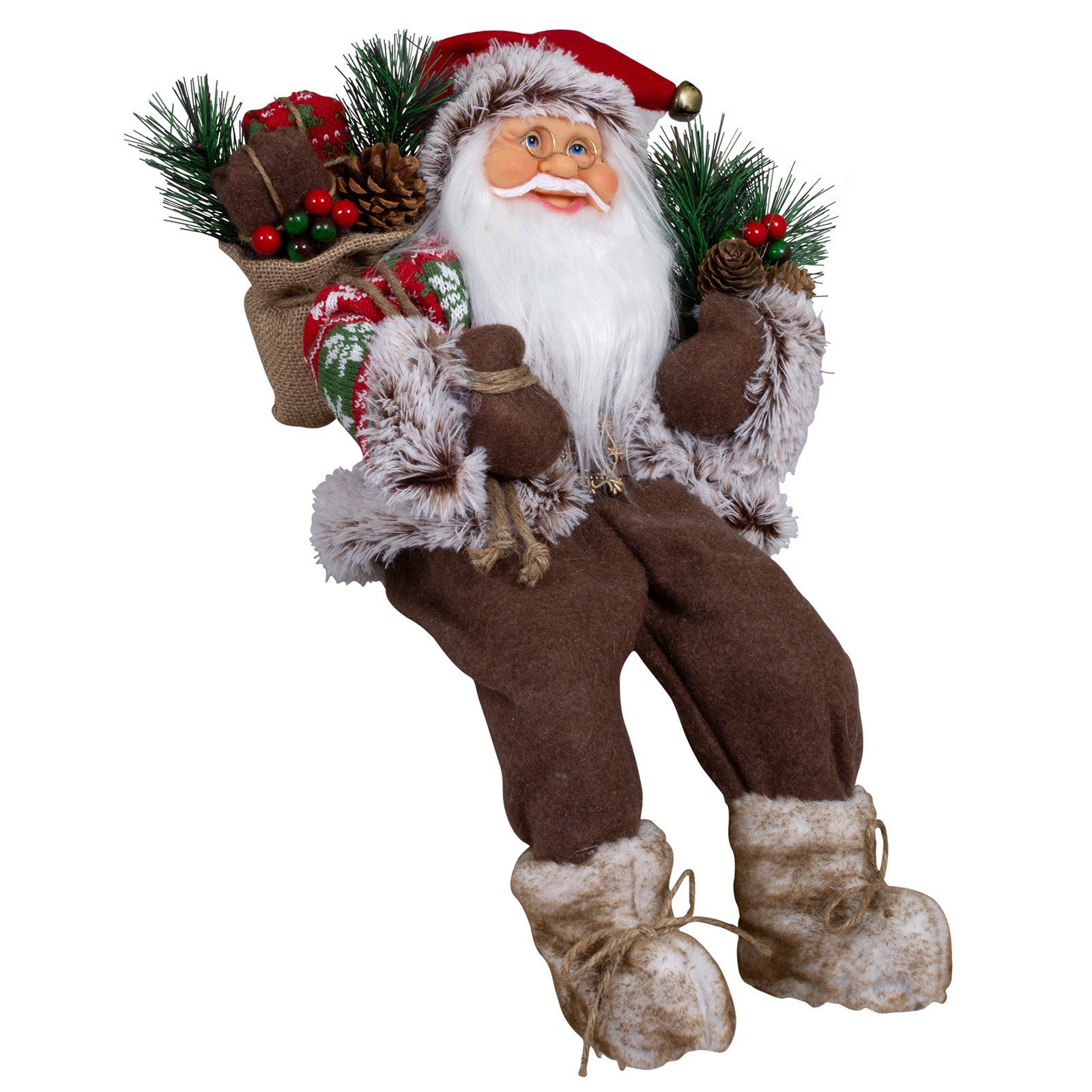 Christmas Paradise Weihnachtsmann Magnus 45cm / 30cm, sitzend (Dekofigur rot-braun, 1 St., Weihnachtsdeko), Kantenhocker zum Hinsetzen
