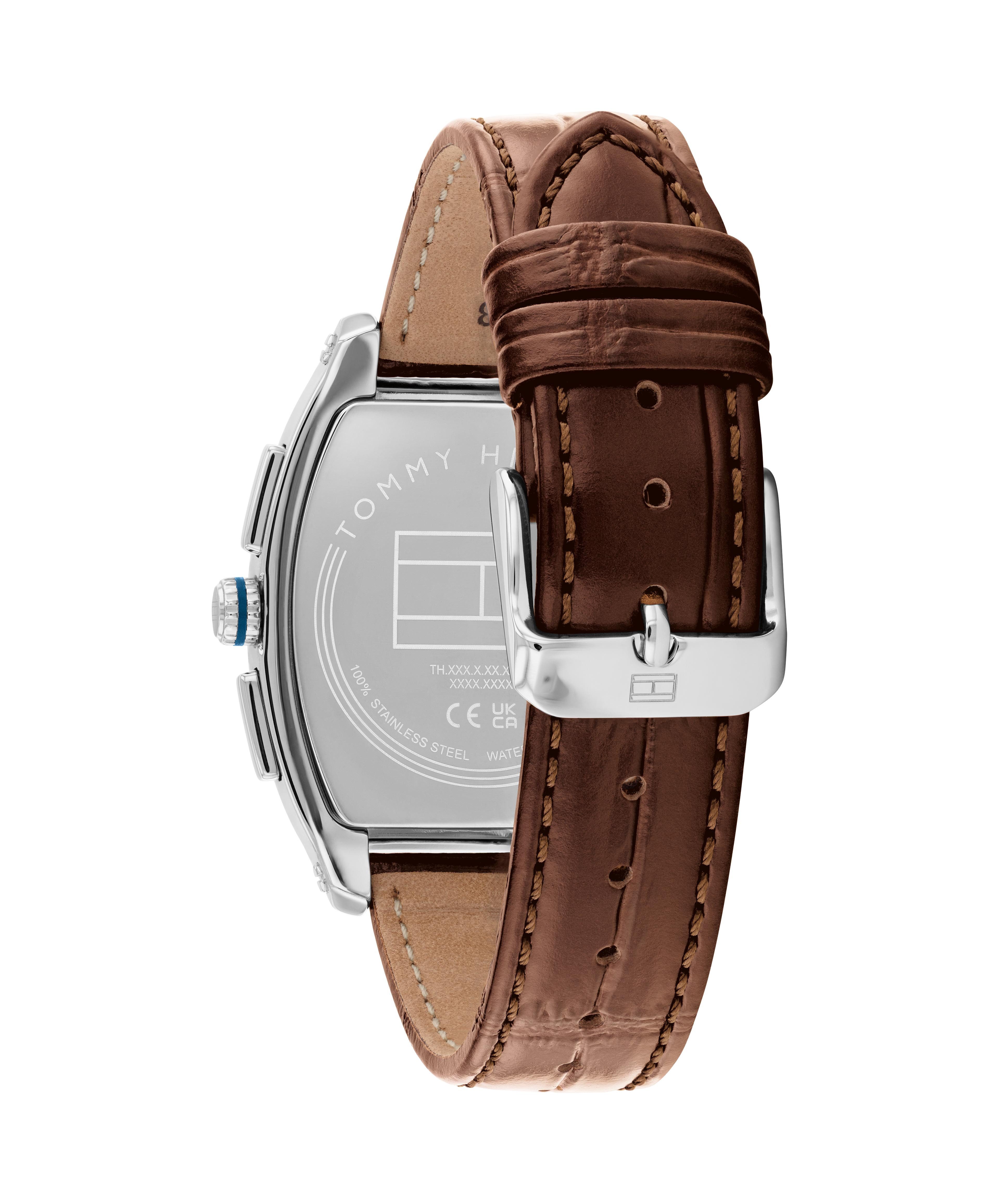 Tommy Hilfiger Multifunktionsuhr TH-OXFORD 1710760, Quarzuhr, Armbanduhr, Herrenuhr, Lederarmband, analog