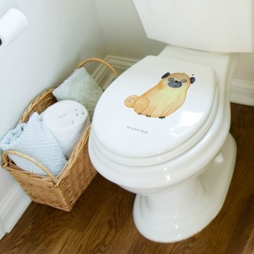 Mr. & Mrs. Panda WC-Sitz Mops - Weiß - Geschenk, Toilette, Toilettendeckel, Hundemama, Vierbei (1-St), UV-beständiger Druck