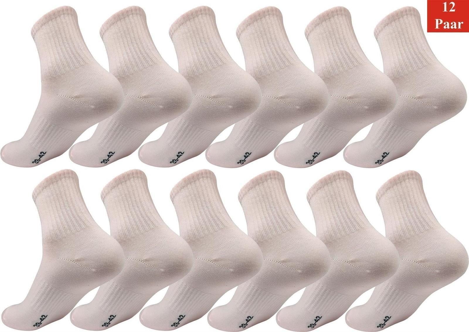 Sportsocken 12 Paar Damen Sport Sneaker Socken Quarter Socks Kurzsocken Halbsocken