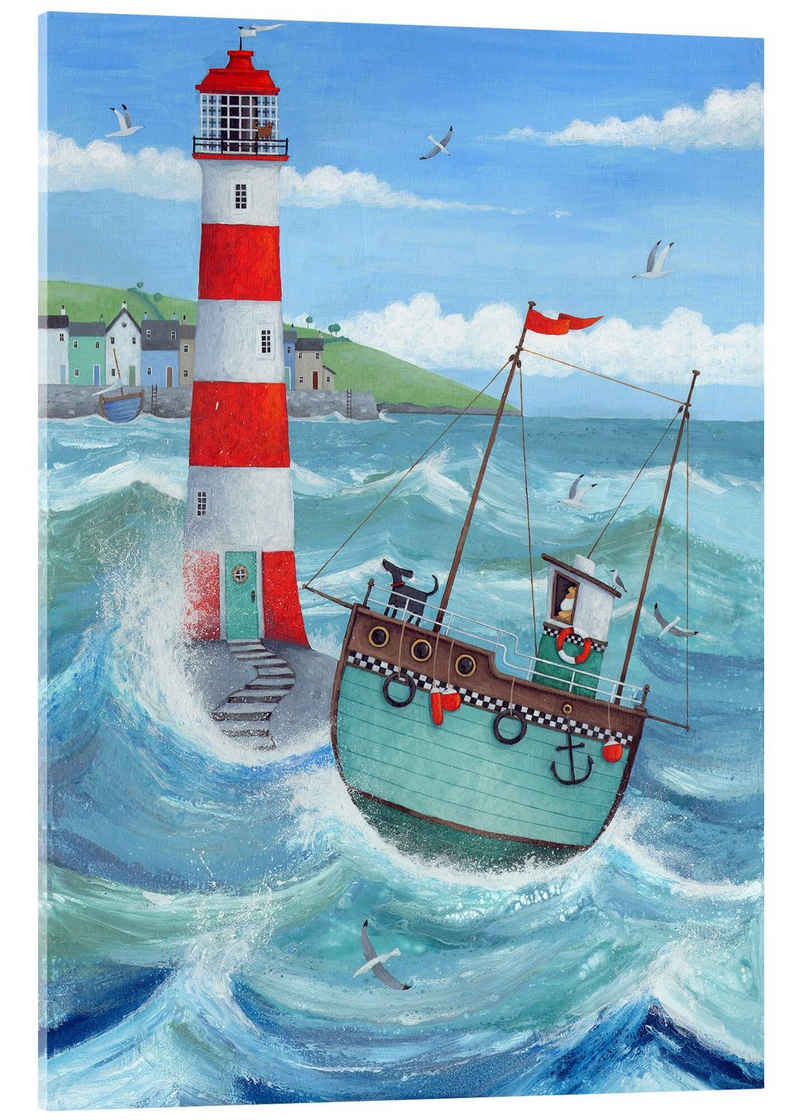 Posterlounge Acrylglasbild Peter Adderley, Leuchtturm, Badezimmer Maritim Illustration