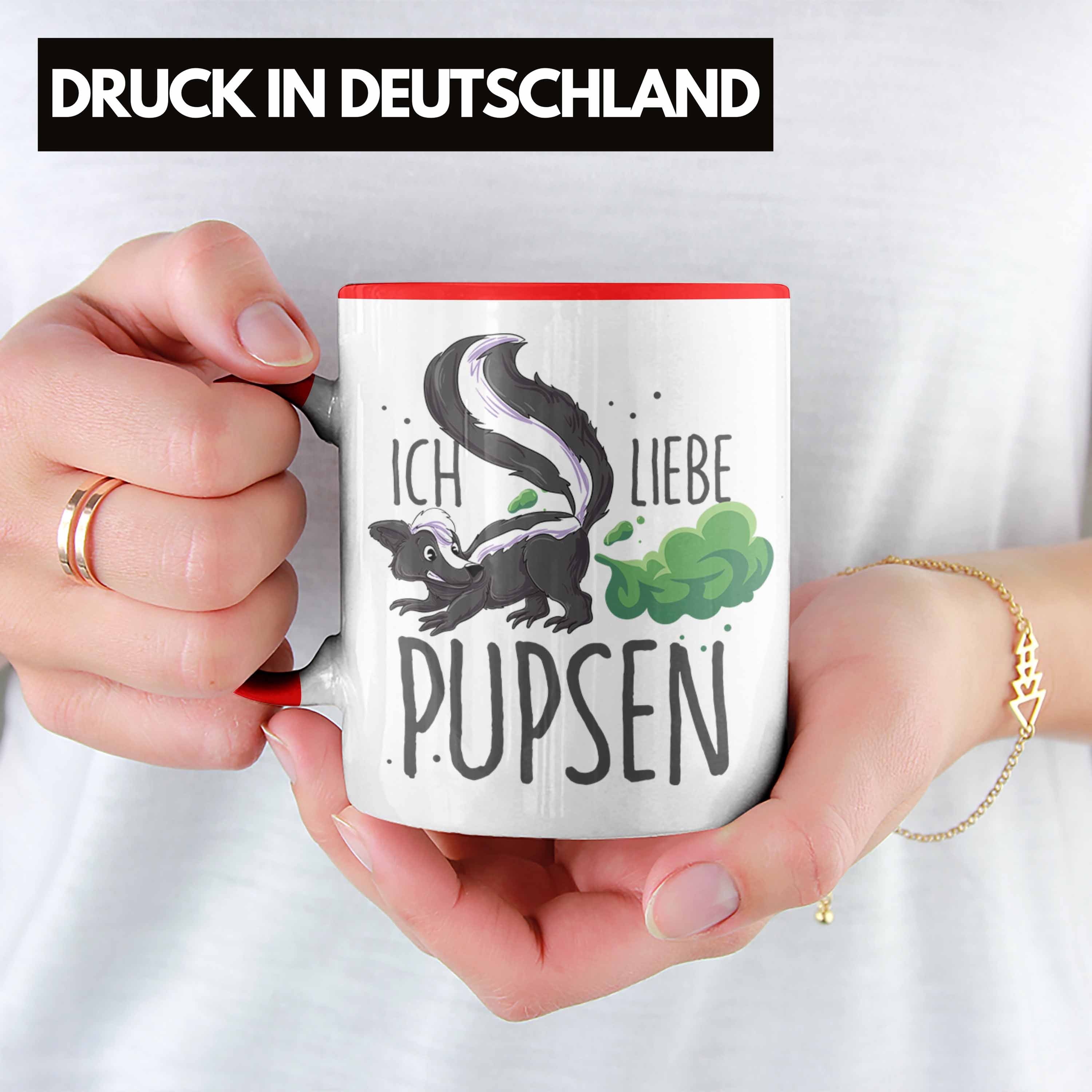 Trendation Tasse Tasse Gebu Stinktier-Motiv Geschenkidee Lustige Rot mit liebe Pupsen" "Ich