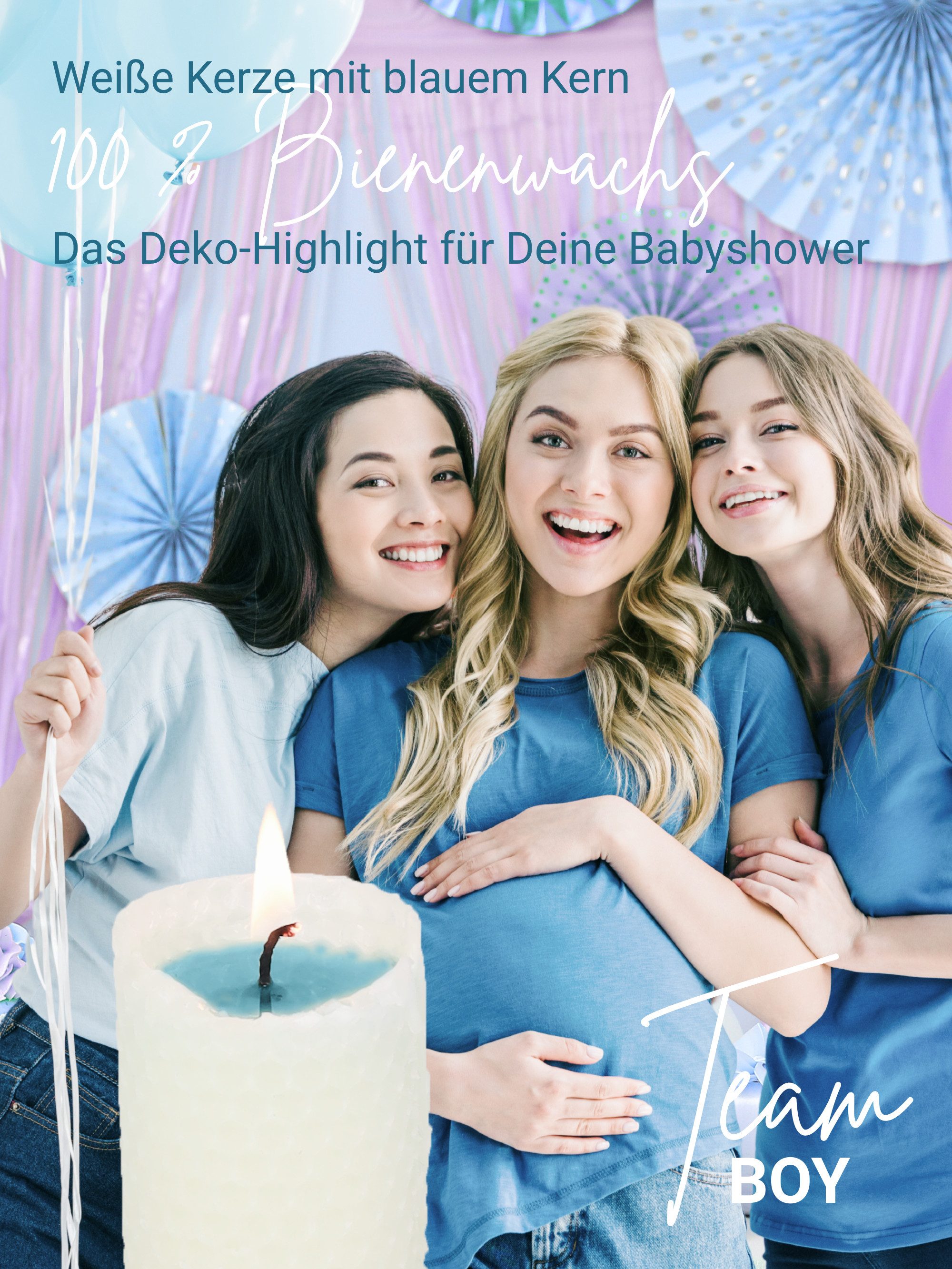 Wachsmann Bienenprodukte Geburtstagskerze Gender Reveal Boy or Girl, handgerollt aus 100% reinem Bienenwachs aus Deutschland