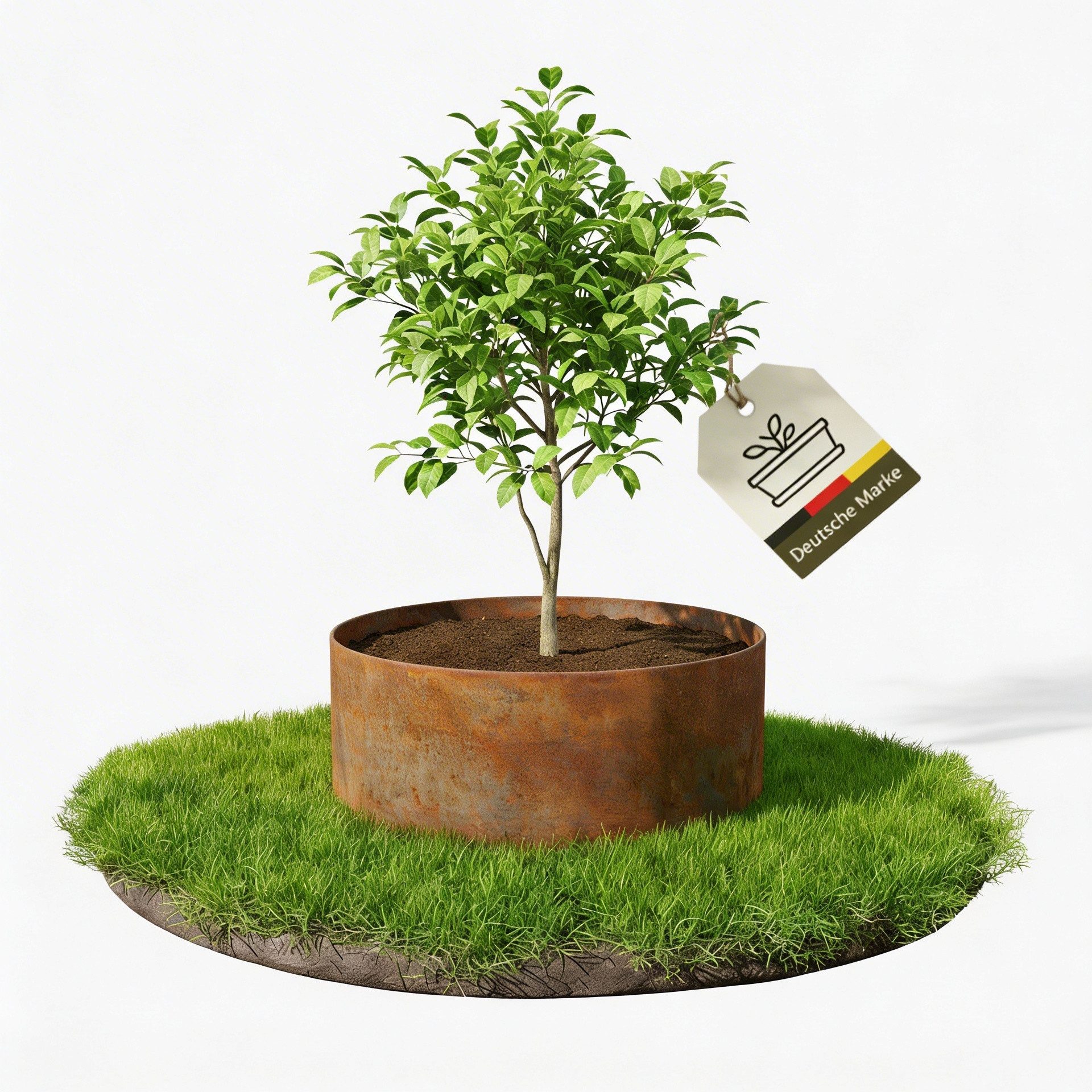 NovaTerra Rasenkante Pflanzenring 40cm Durchmesser aus Cortenstahl 0,8 mm Stärke, Schutz für junge Bäume in moderner Optik, Outdoor, Wetterbeständig