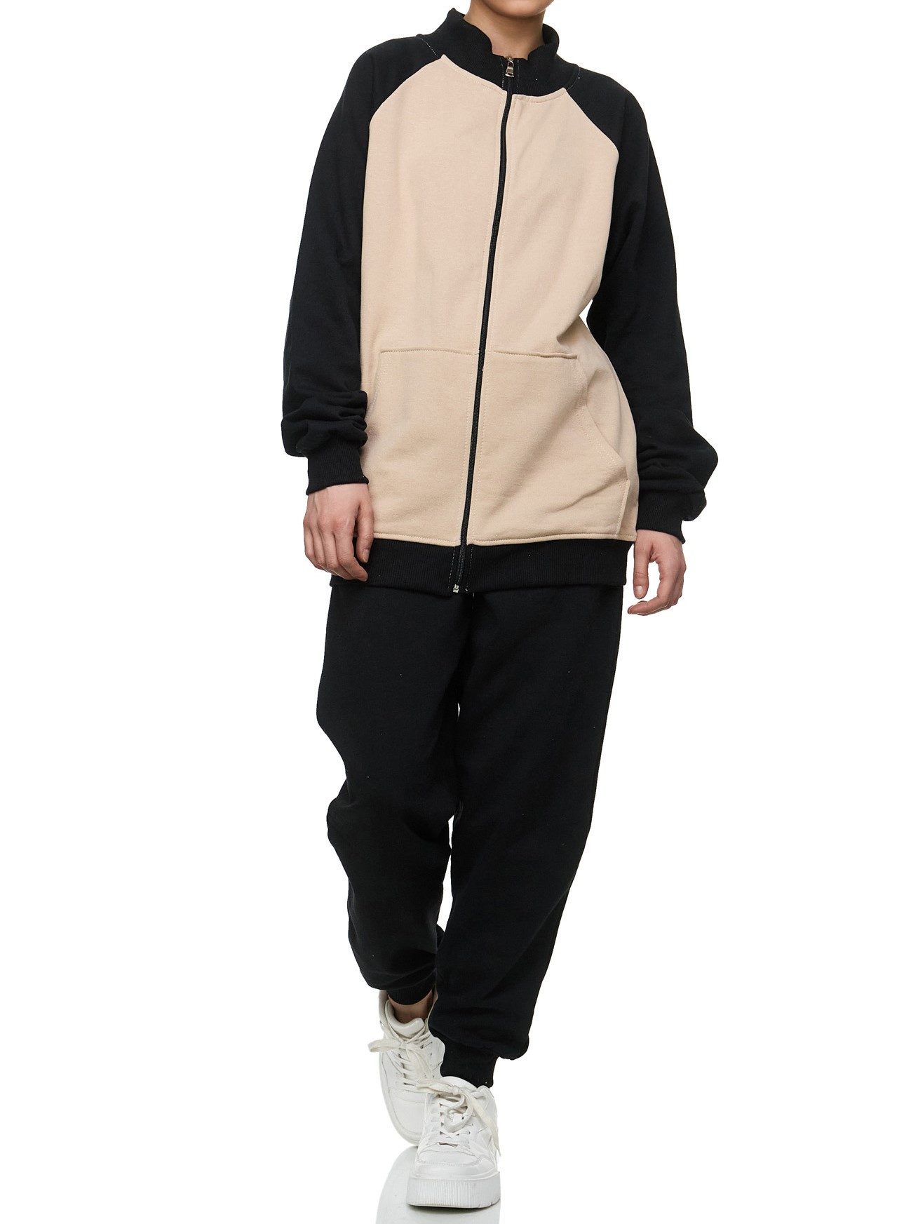 L.gonline Freizeitanzug Damen Trainingsanzug, Freizeitanzug ohne Kapuze 500A (2-tlg., im modischem Design), Fitness Freizeit Casual