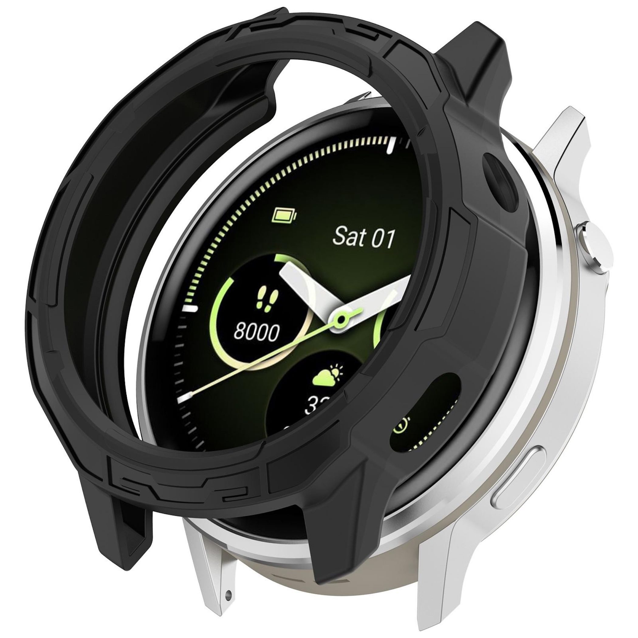 Wigento Smartwatch-Hülle Für Garmin Venu 4 45mm Armor Hollow Coverage TPU Schutz Hülle Schwarz, Hollow Armor Design, leicht, kratzfest