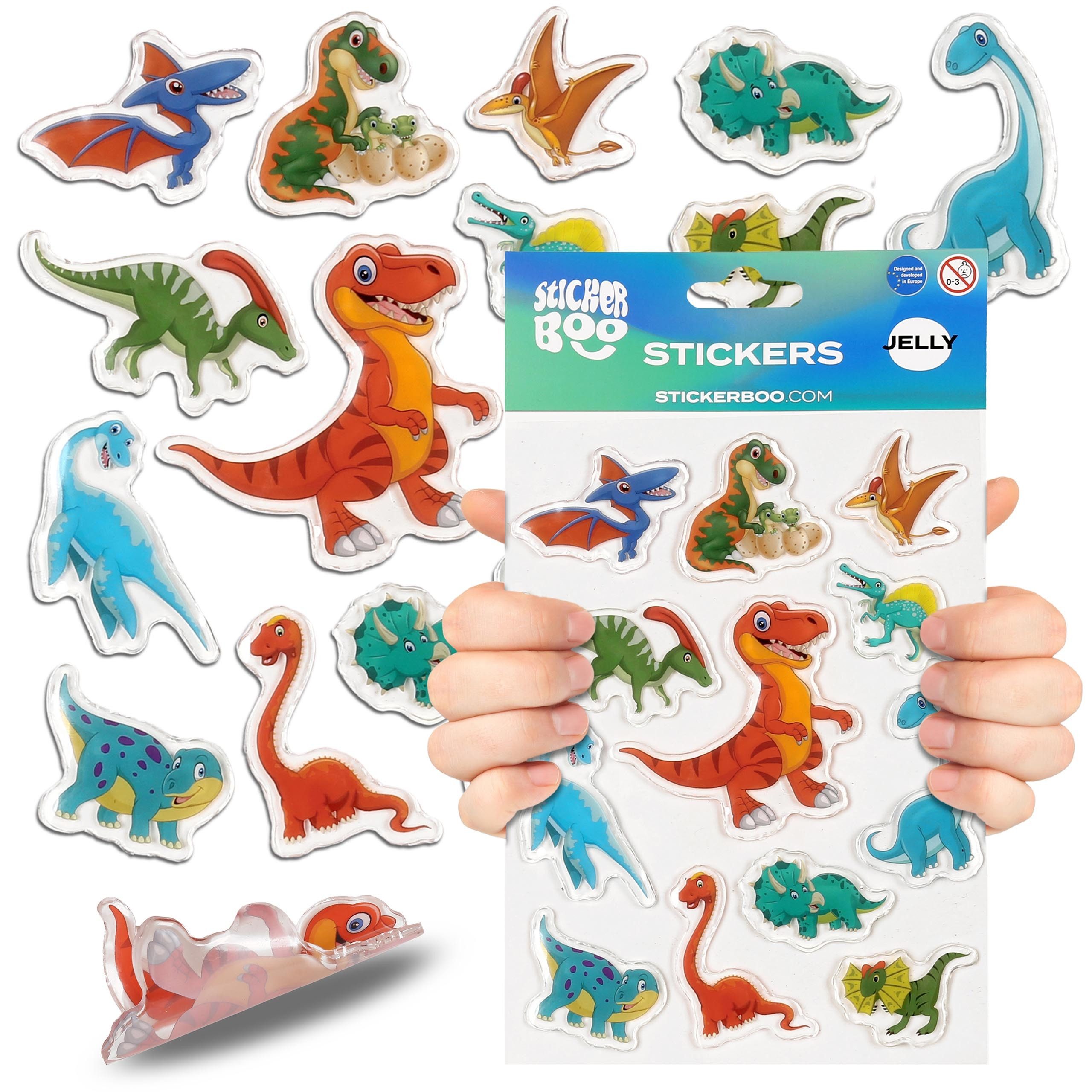 Sarcia.eu Stickerbuch Dinosaurier 3D Gel Sticker Set für Kinder, 12 Aufkleber – Dino-Motiv