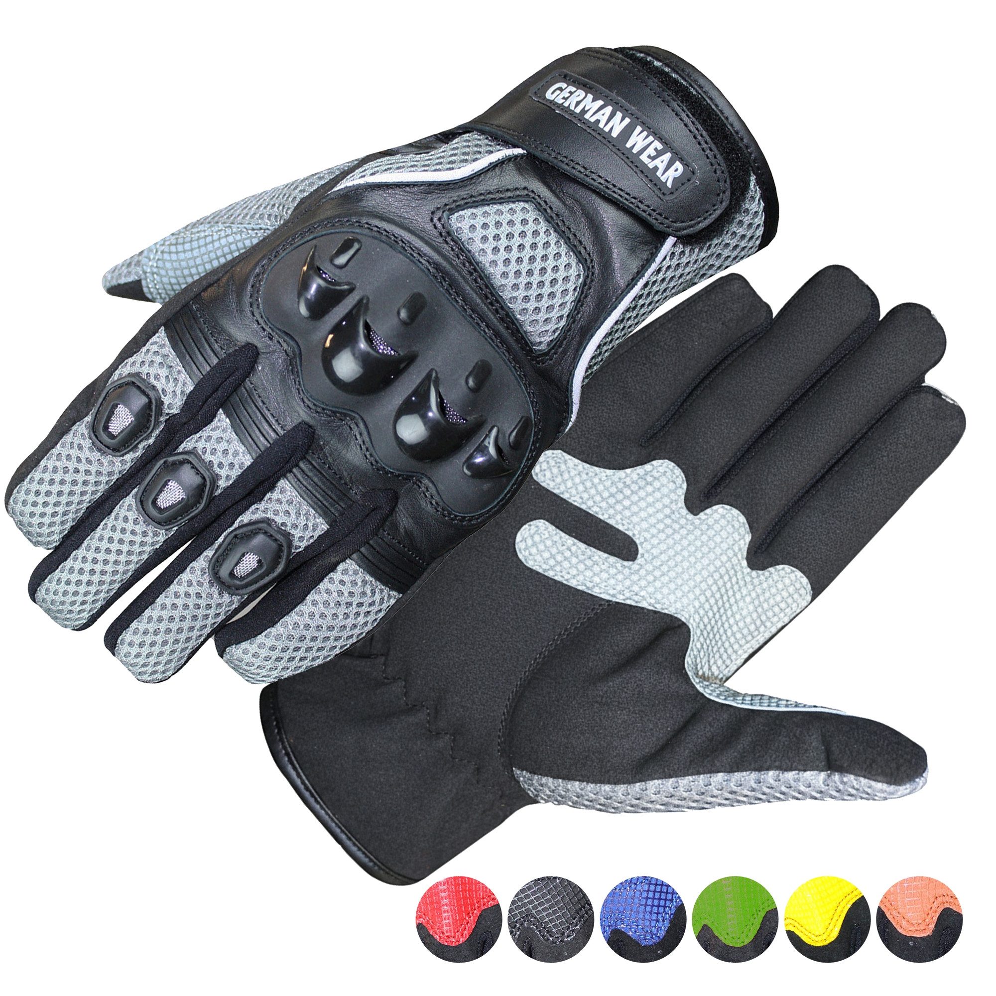 German Wear Motorradhandschuhe GW400G-M9 Motocross Biker Handschuhe Leder- & Textilhandschuhe in 6 Farben