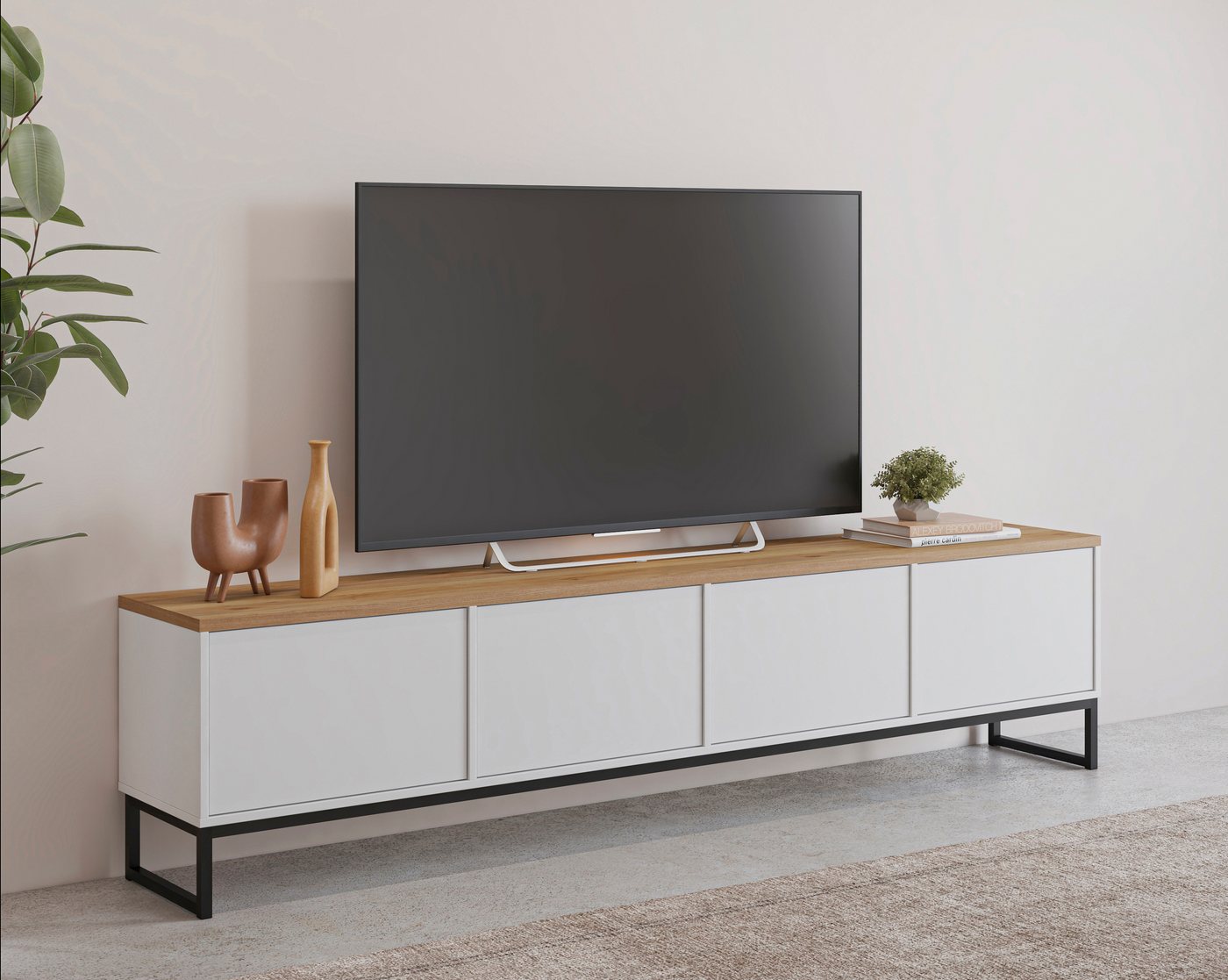 Home affaire Lowboard Alto, Breite 208,5 cm, TV-Board mit 4 Klappen, push-to-open, TV-Kommode mit viel Stauraum, push-to-open-Funktion, …