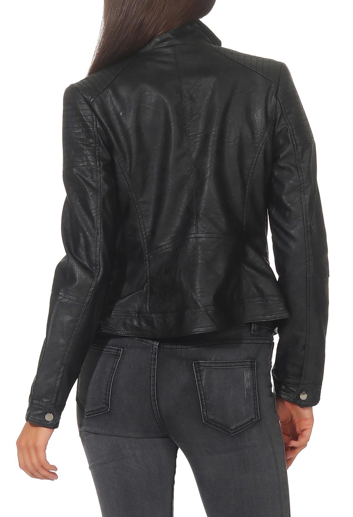 malito more than fashion Lederimitatjacke 5179 Bikerjacke kurz geschnitten Slim Fit