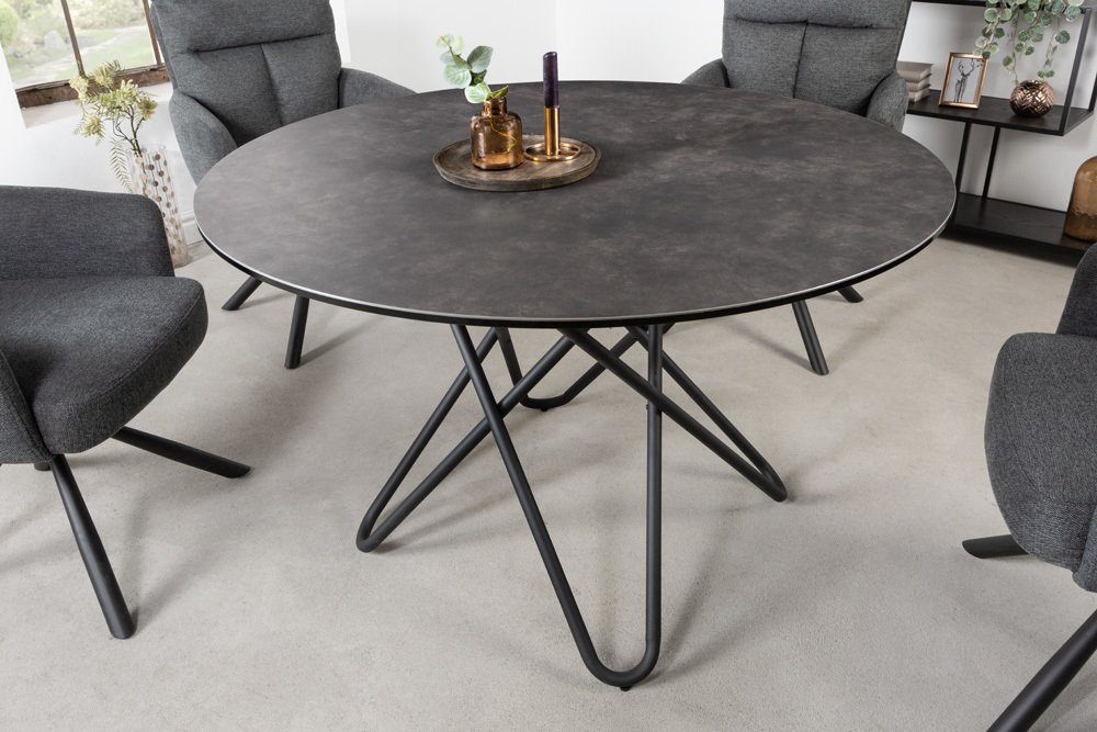 riess-ambiente Esstisch ELLIPSE 120cm anthrazit / schwarz (Einzelartikel, 1-St), Keramik · Metall · rund · Industrial Design