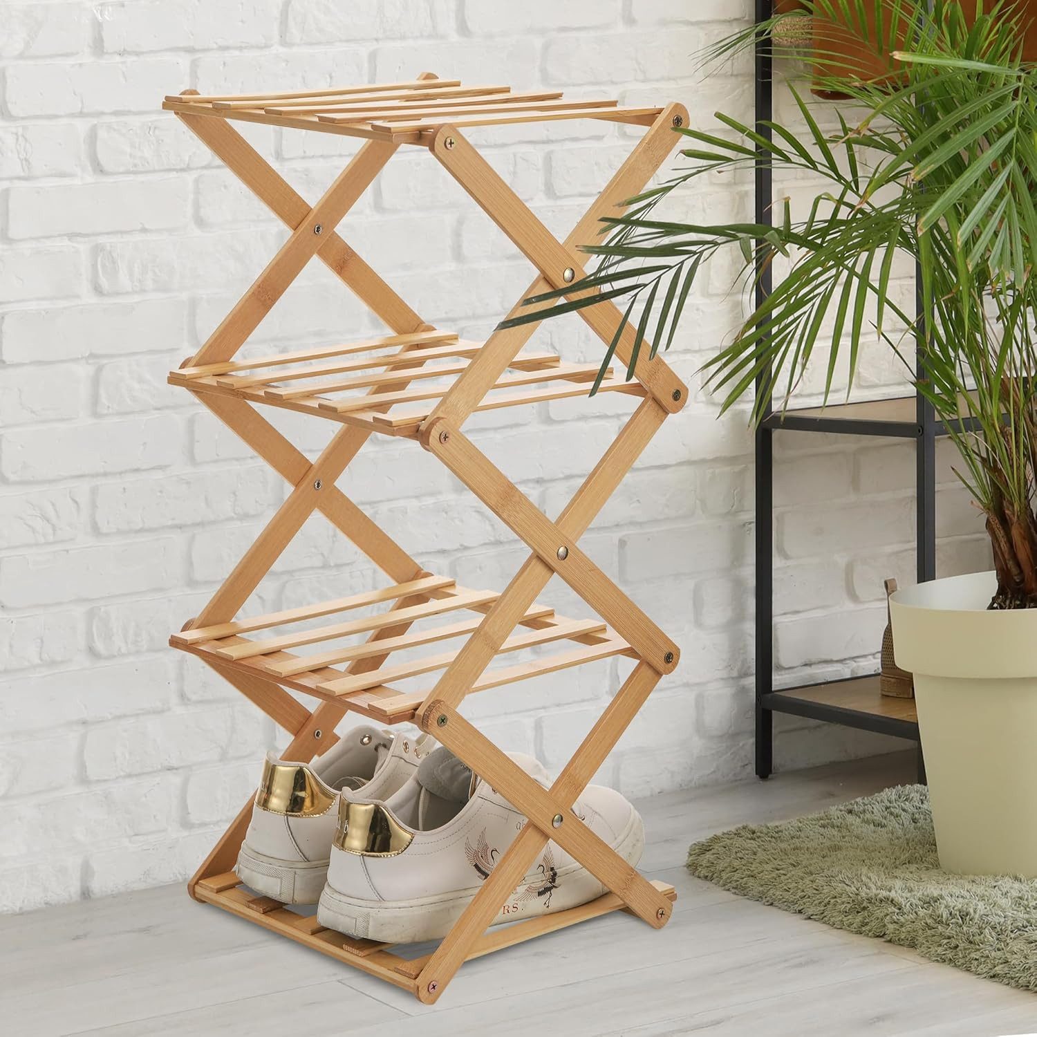 BlingBin Schuhregal mit 4 Ebenen Schuhablage aus Bambus, Schuhständer Schuh günstig online kaufen