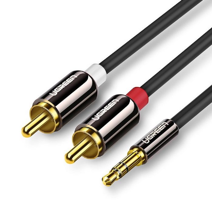 UGREEN Kabel Audiokabel 3 5 mm Miniklinke - 2RCA 2 m Adapter Kabel schwarz Audio-Kabel