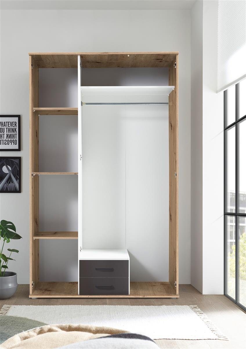 möbelando Kleiderschrank Cilli 119,6 x 196,3 x 53,5 cm (B/H/T)