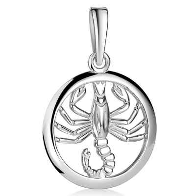 Materia Sternzeichenanhänger Sternzeichen Skorpion / Scorpio rund Ø15mm KA-498, 925 Sterling Silber, rhodiniert