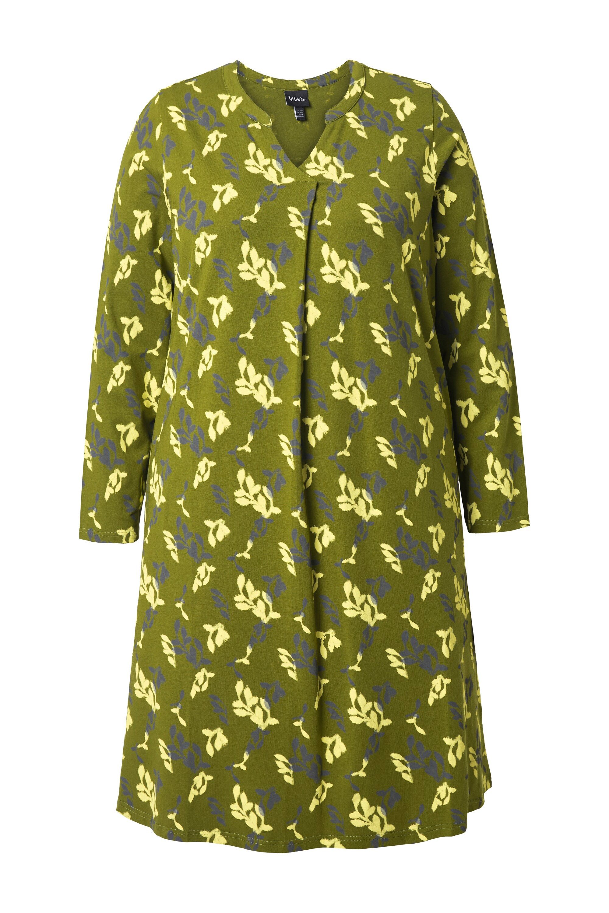 Ulla Popken Midikleid Jerseykleid Blüten A-Linie Tunika-Ausschnitt günstig online kaufen