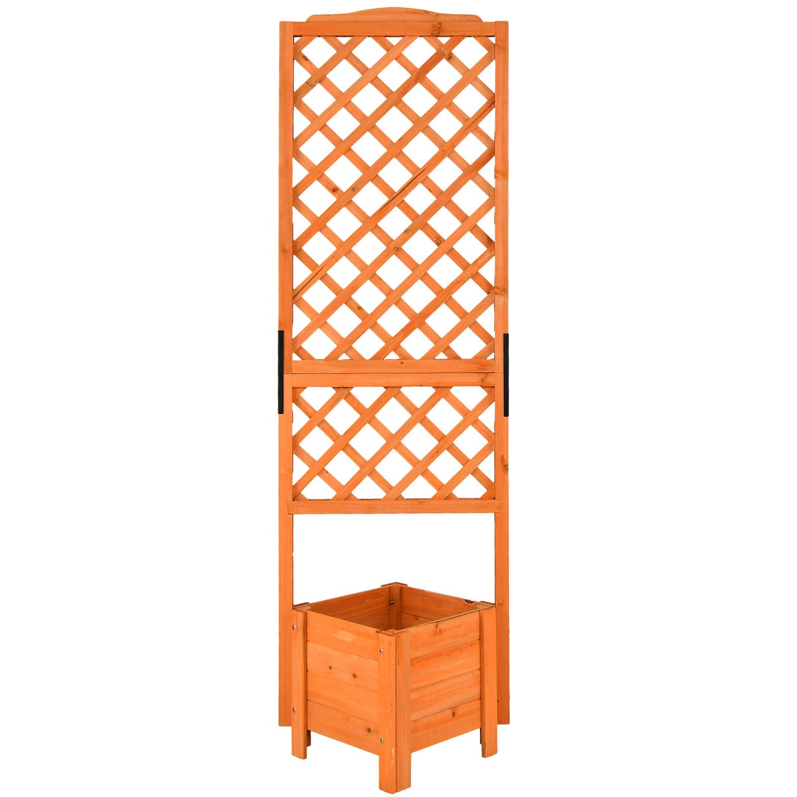 COSTWAY Blumenkasten, Blumenkübel mit Rankgitter, Spalier & Drainageloch