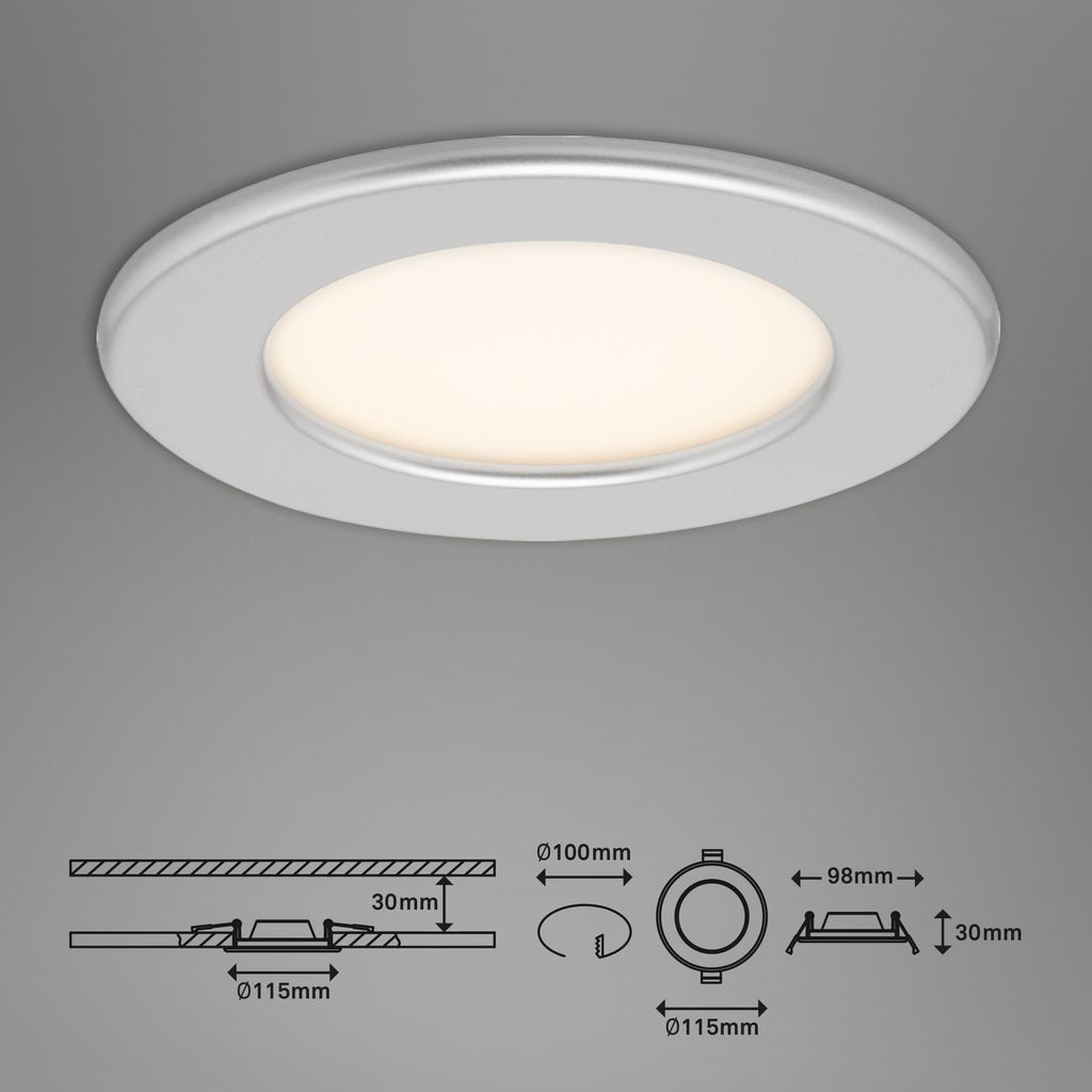 Briloner Leuchten LED Einbaustrahler 7053-034, LED fest integriert, 2700K - Extra-Warmweiß, Einbauleuchte 3er SET für Bad ultraflach IP44