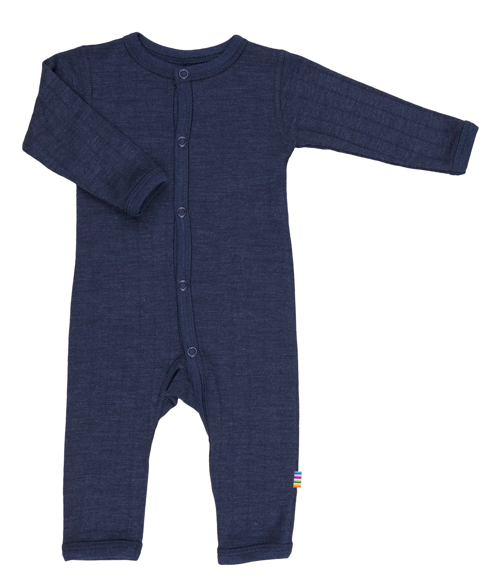 Joha Schlafoverall Schlafoverall aus Merino-Wolle/Seide navy weiß