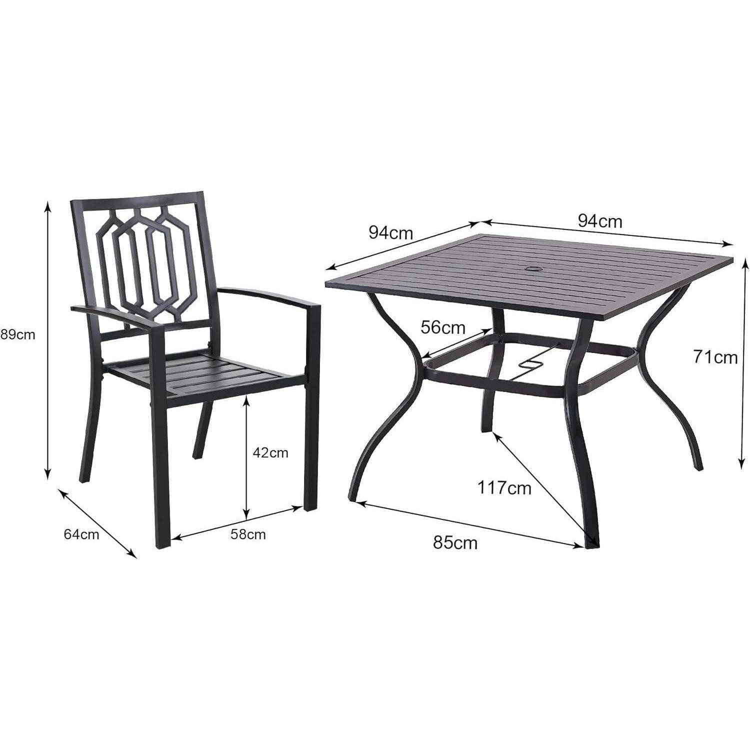 LuxusKollektion Garten-Essgruppe Gartenmöbel Set 4 Personen Gartentisch Stühlen Metall Outdoor Bistro