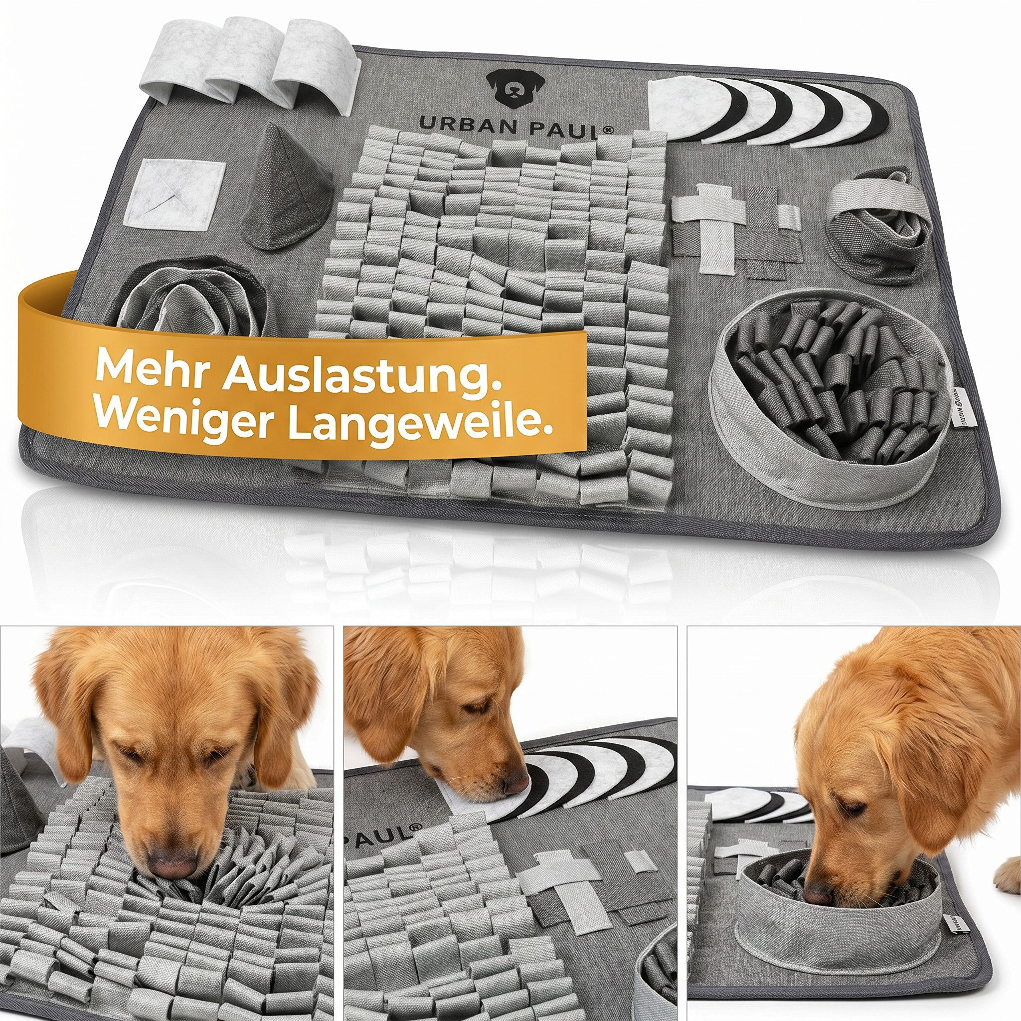 URBAN PAUL Tier-Intelligenzspielzeug Schnüffelteppich für Hunde - EXPLORE, Abwechslungsreiche Verstecke - Für vierbeinige Abenteurer