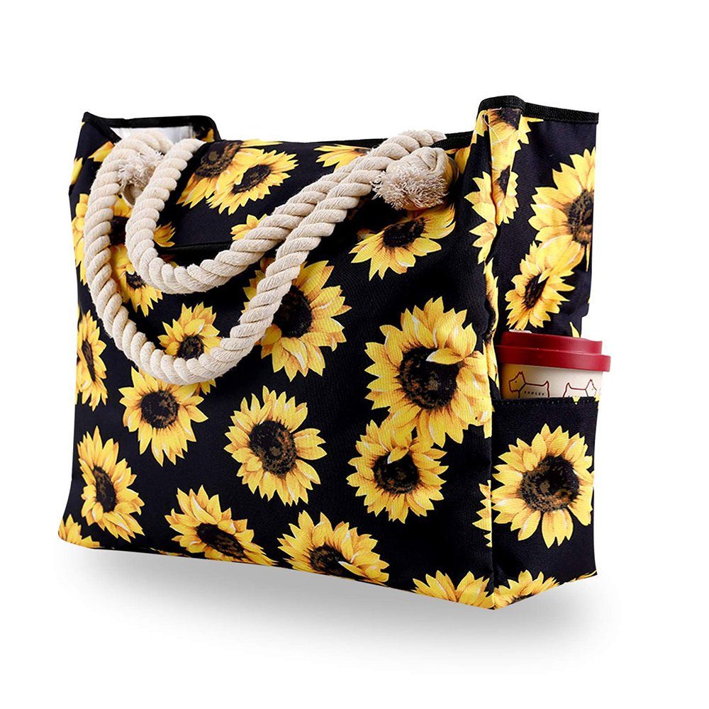 Orbeet Strandtasche Sonnenblume Strandtasche Tasche Bag Canvas Badetasche Shopper Gelb Damentasche