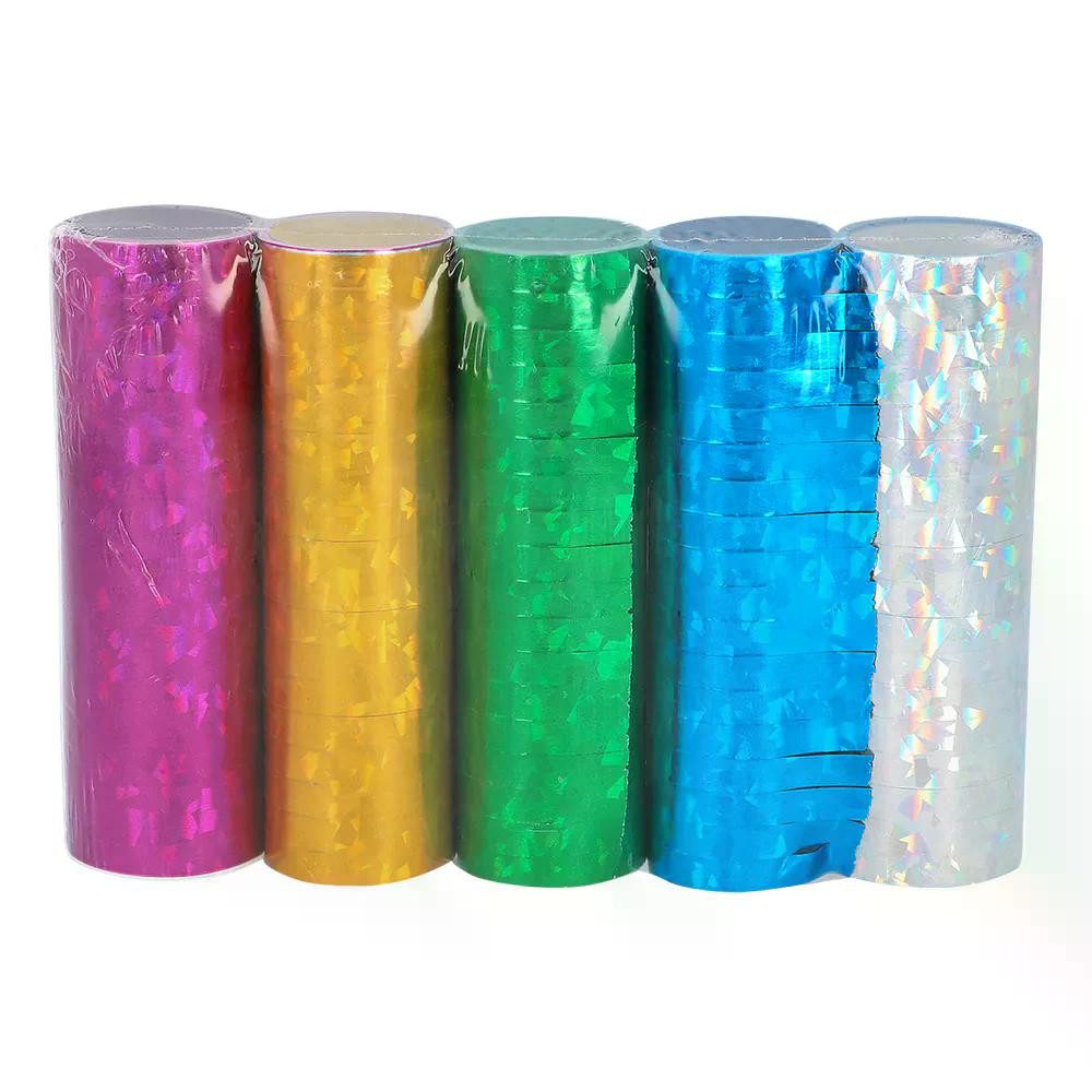 Boland Luftschlange 5 Rollen Papierluftschlangen holographisch Party Deko bunt 4m je Rolle, Mit holographischer Oberfläche für funkelnde Effekte