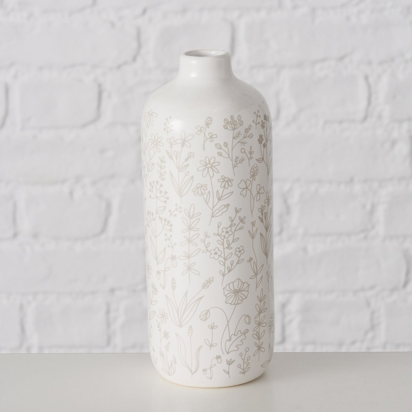BOLTZE 2er Set aus St) Dekovase Keramik "Sanela" hellbraun/weiß, Blumenvase in Vase (2