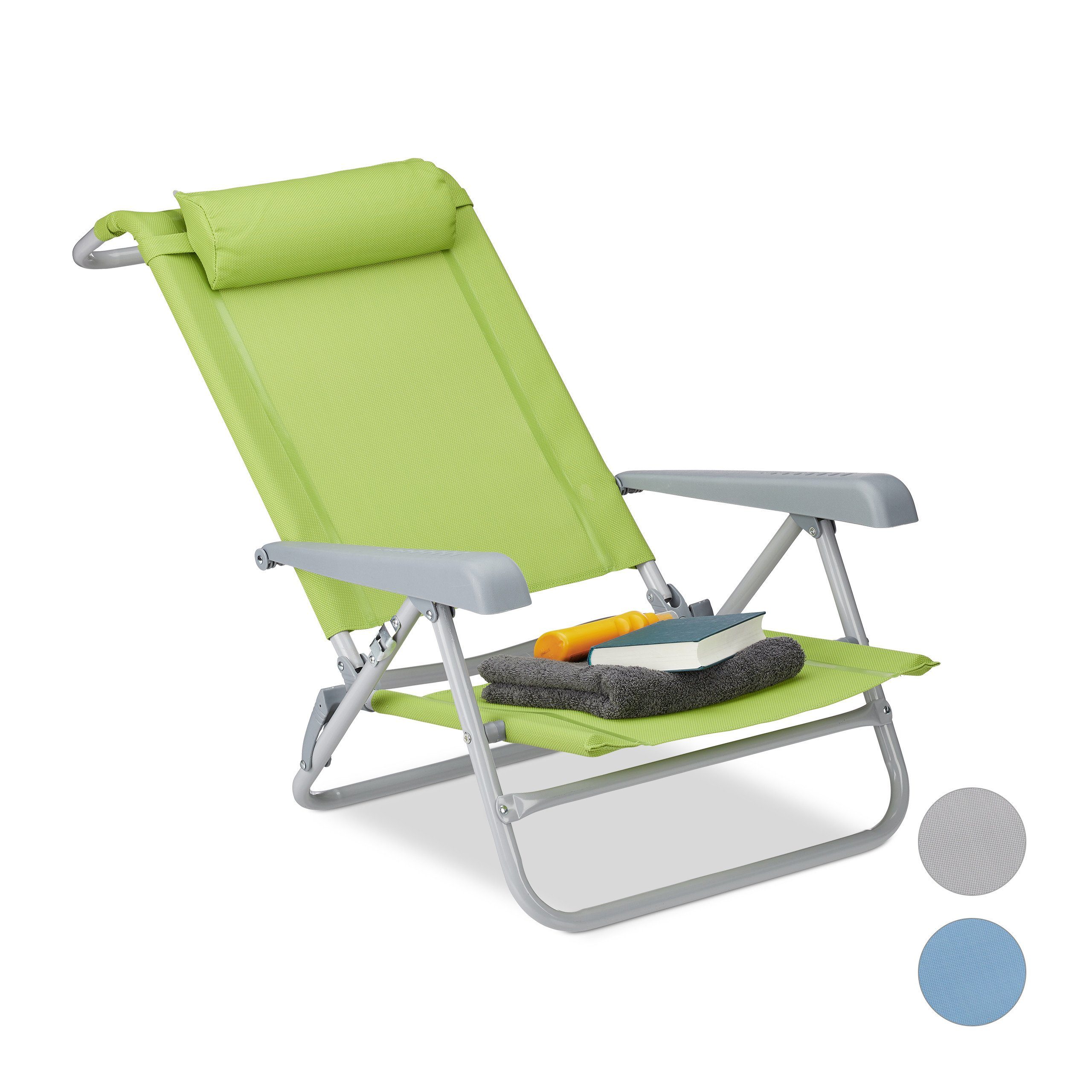relaxdays Gartenstuhl Klappbarer Liegestuhl mit Nackenkissen, günstig online kaufen