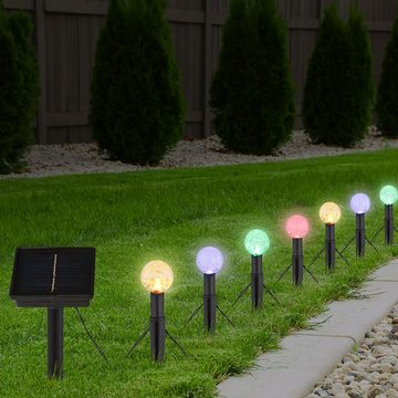 Globo LED Solarleuchte, LED-Leuchtmittel fest verbaut, Solarlampe Außenlampe Steckleuchte 20x LED RGB Farbwechsel