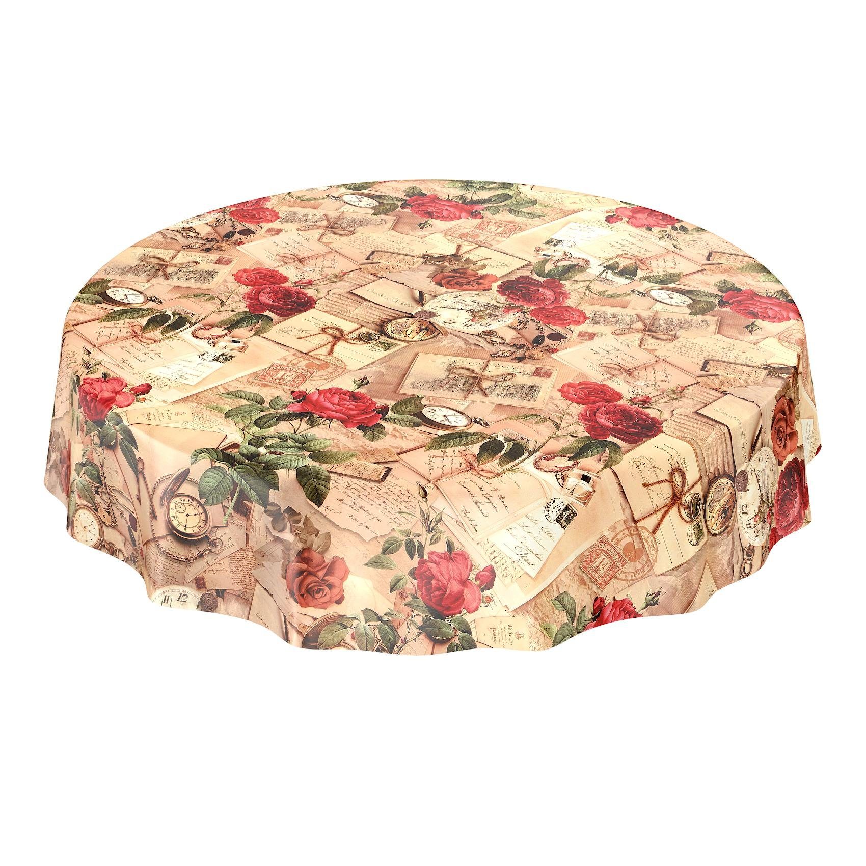 ANRO Tischdecke Wachstuchtischdecke Gartentischdecke Wachstischdecke (Einzelstück 1-tlg), Glatt Rund 100cm wasserabweisend