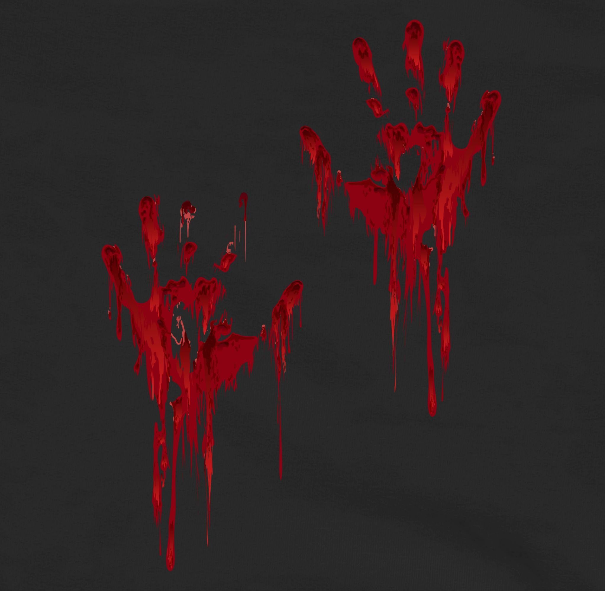 Shirtracer Hoodie Blutige für Blutiges 3 Blutspritzer Schwarz/Grau Kostüme meliert H Handabdruck Blut Hände Halloween Blutverschmiert Kinder