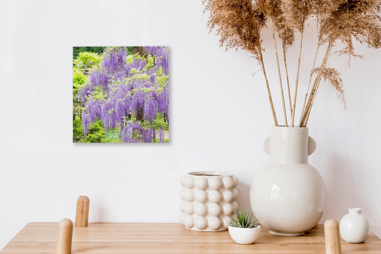 OneMillionCanvasses® Leinwandbild (1 St), für Leinwand auf Lila Bilder Schlafzimmer grünem Wohnzimmer Hintergrund, Glyzinie