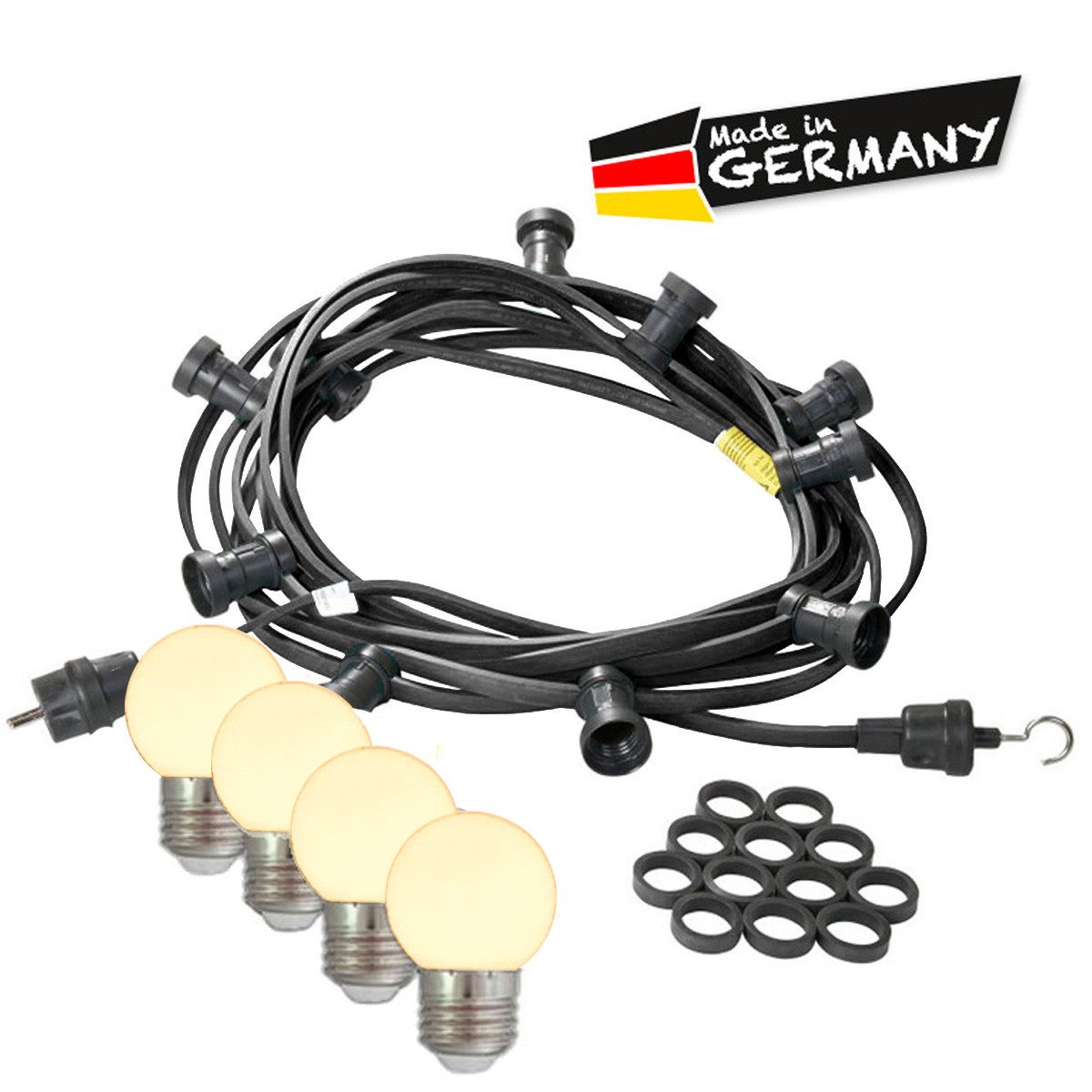 SPICELITE LED-Lichterkette Illu- Party Garten Außenlichterkette 10m 20xE27 Kugellampen warmweiß, 20-flammig