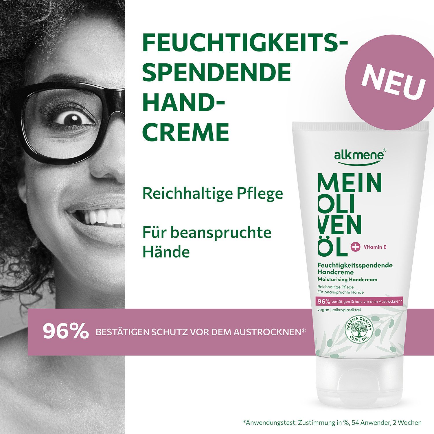alkmene Handcreme Handcreme für trockene Haut 75 ml, Feuchtigkeit spendend, Olivenöl, 1-tlg.