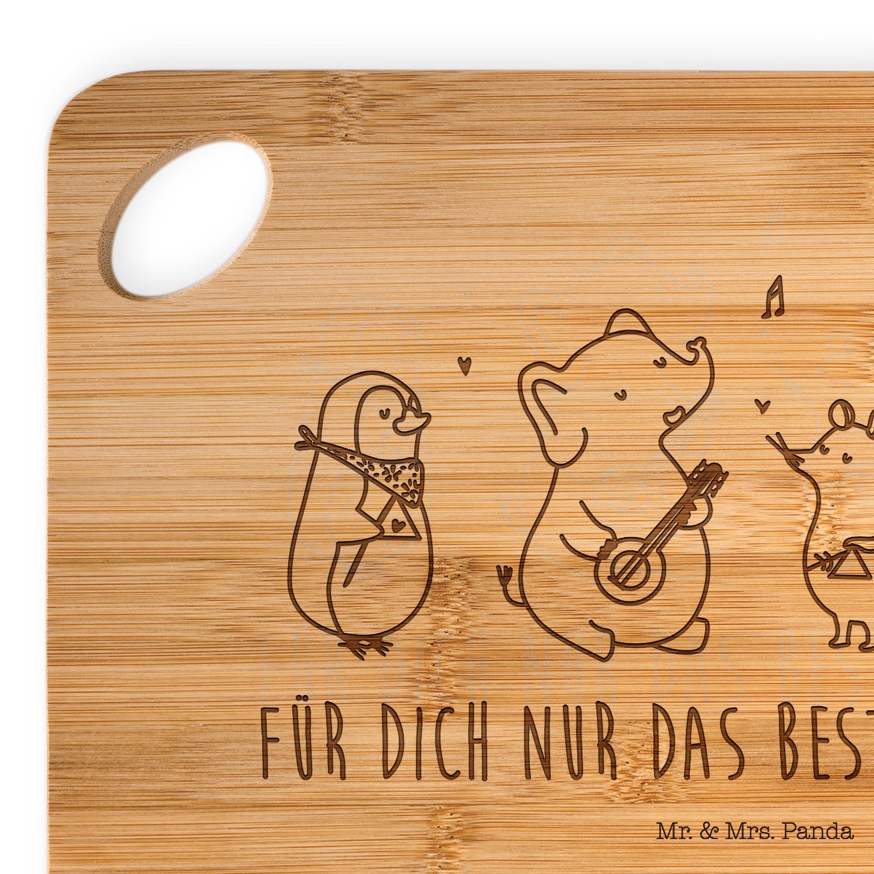 Frühstücksbrett, Transparent & - - Bambus, Servierbrett Holzbrettch, Panda Mr. Geschenk, Band Big Mrs. (1-St) Maus,