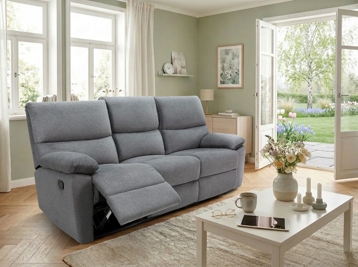 Home affaire 3-Sitzer LANNOY, manuelle o. elelektrische Relaxfunktion in 2 Sitzen, USB A/C, Liegefunktion (105°-150), Reclinersofa, Webstoff, Federkern