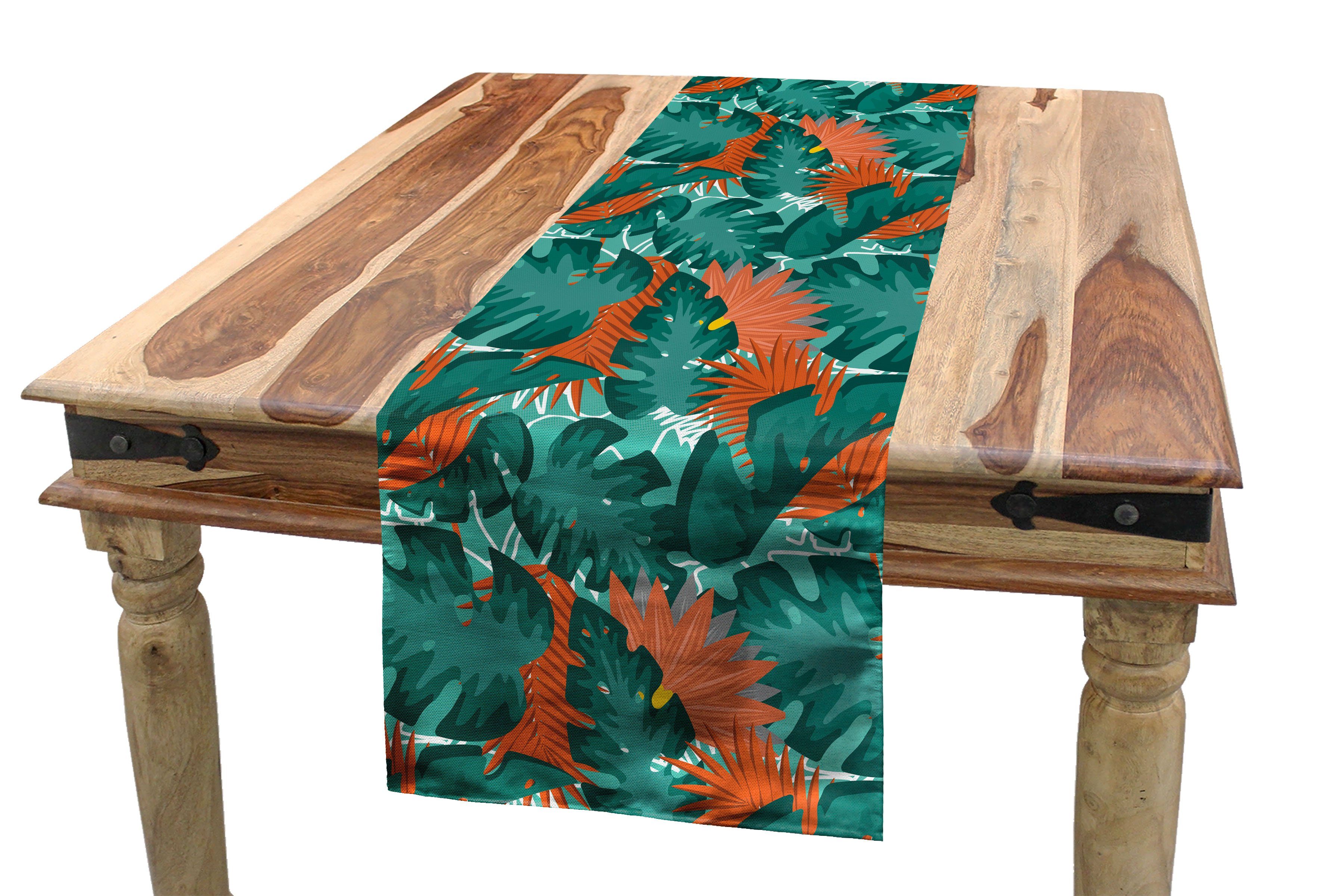 Abakuhaus Tischläufer Esszimmer Küche Rechteckiger Dekorativer Tischläufer, Exotische Tropischen Dschungel Monstera