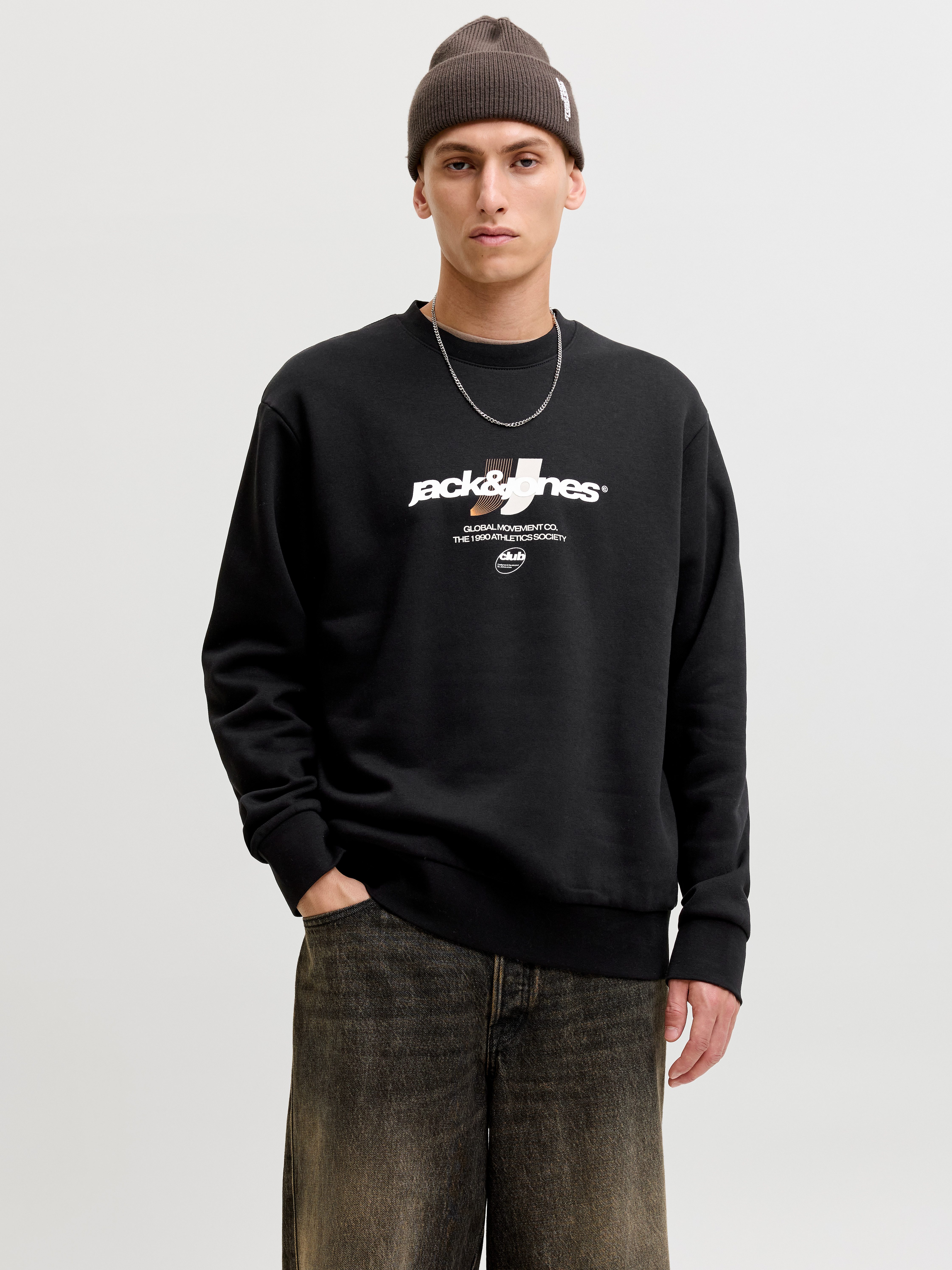 Jack & Jones Sweatshirt JCOCLUB BRANDING SWEAT CREW NECK Baumwollmischung, regular fit