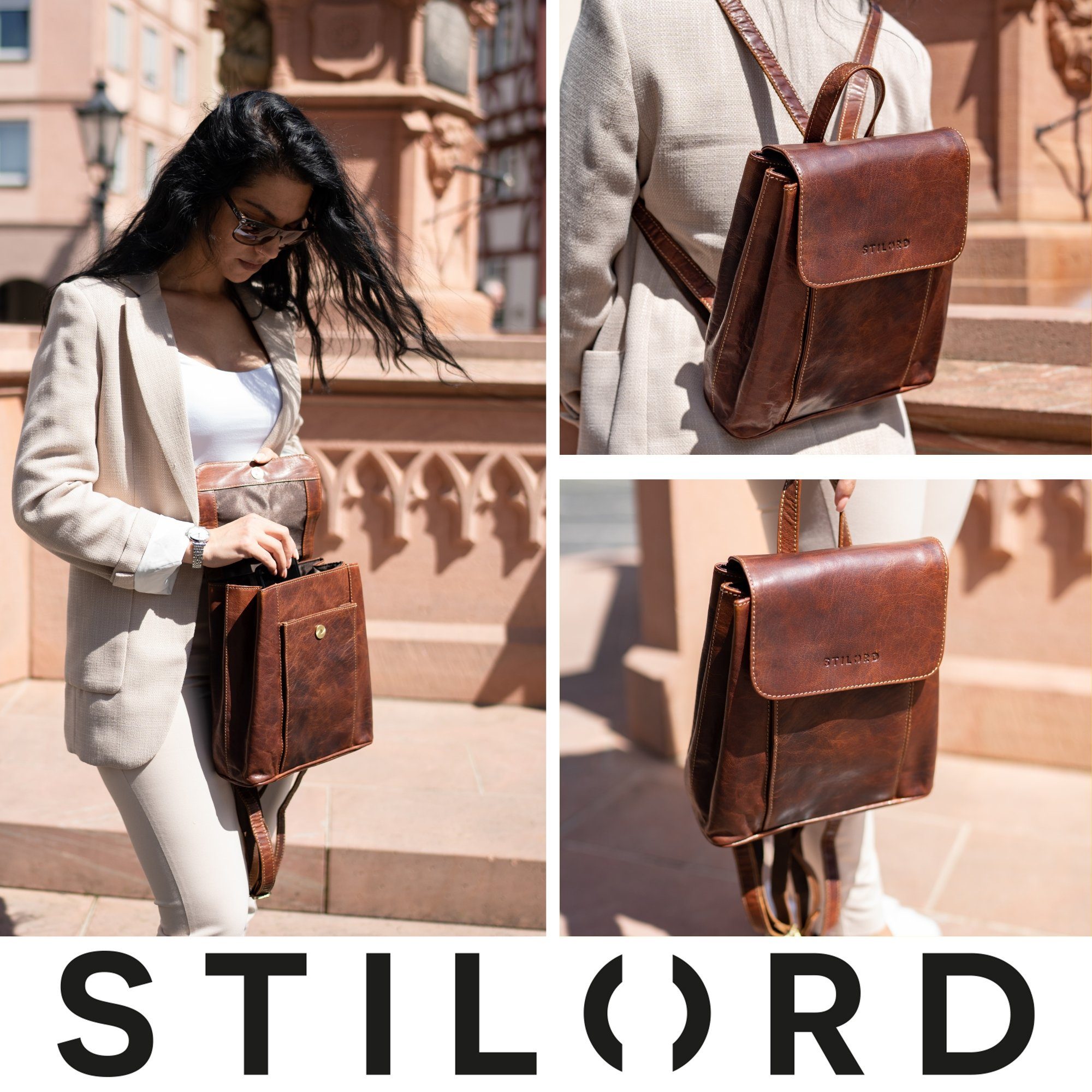 STILORD Cityrucksack "Fiona" Daypack Rucksack Damen Leder